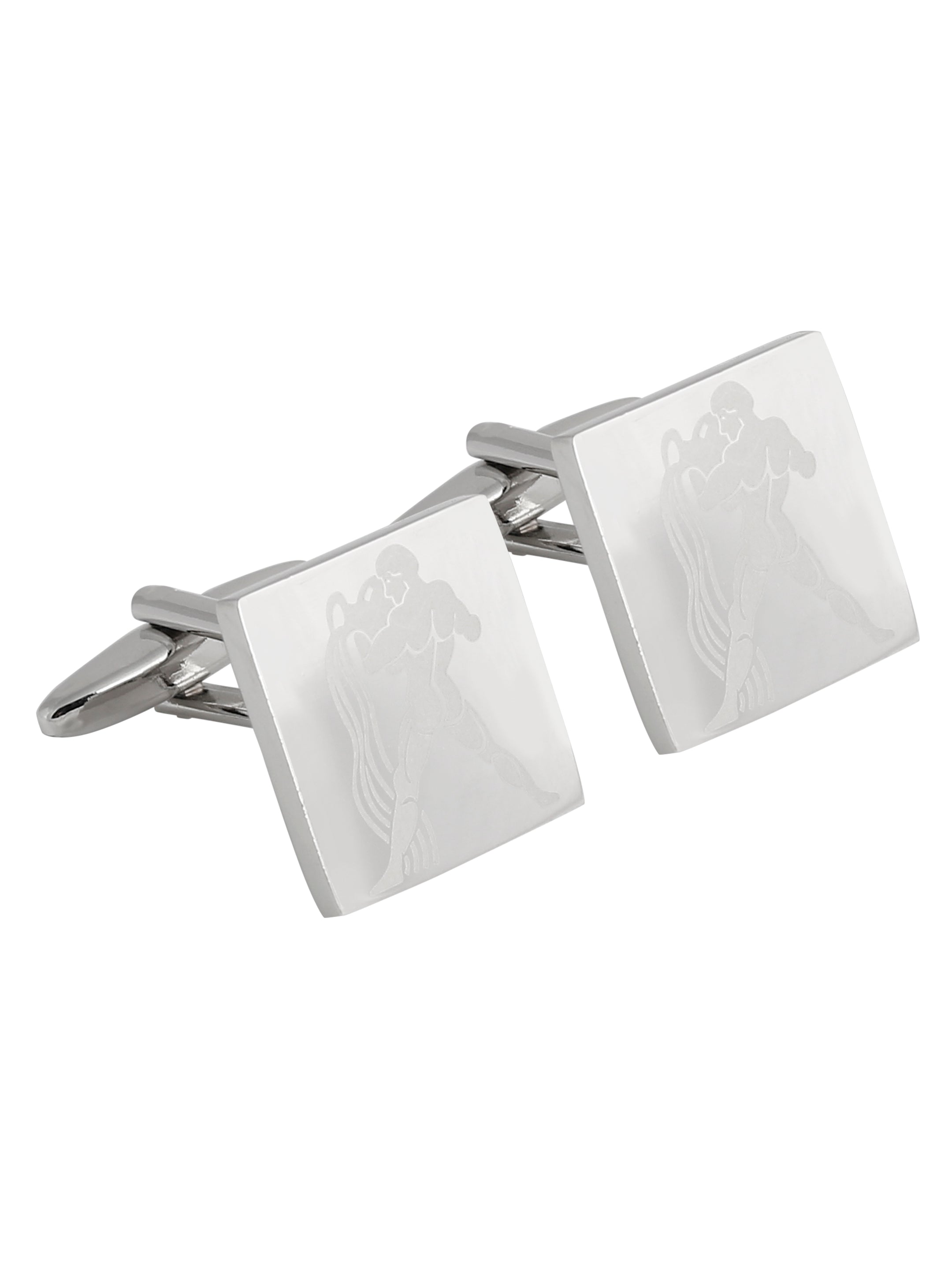 Silver Square Engraved Cufflink