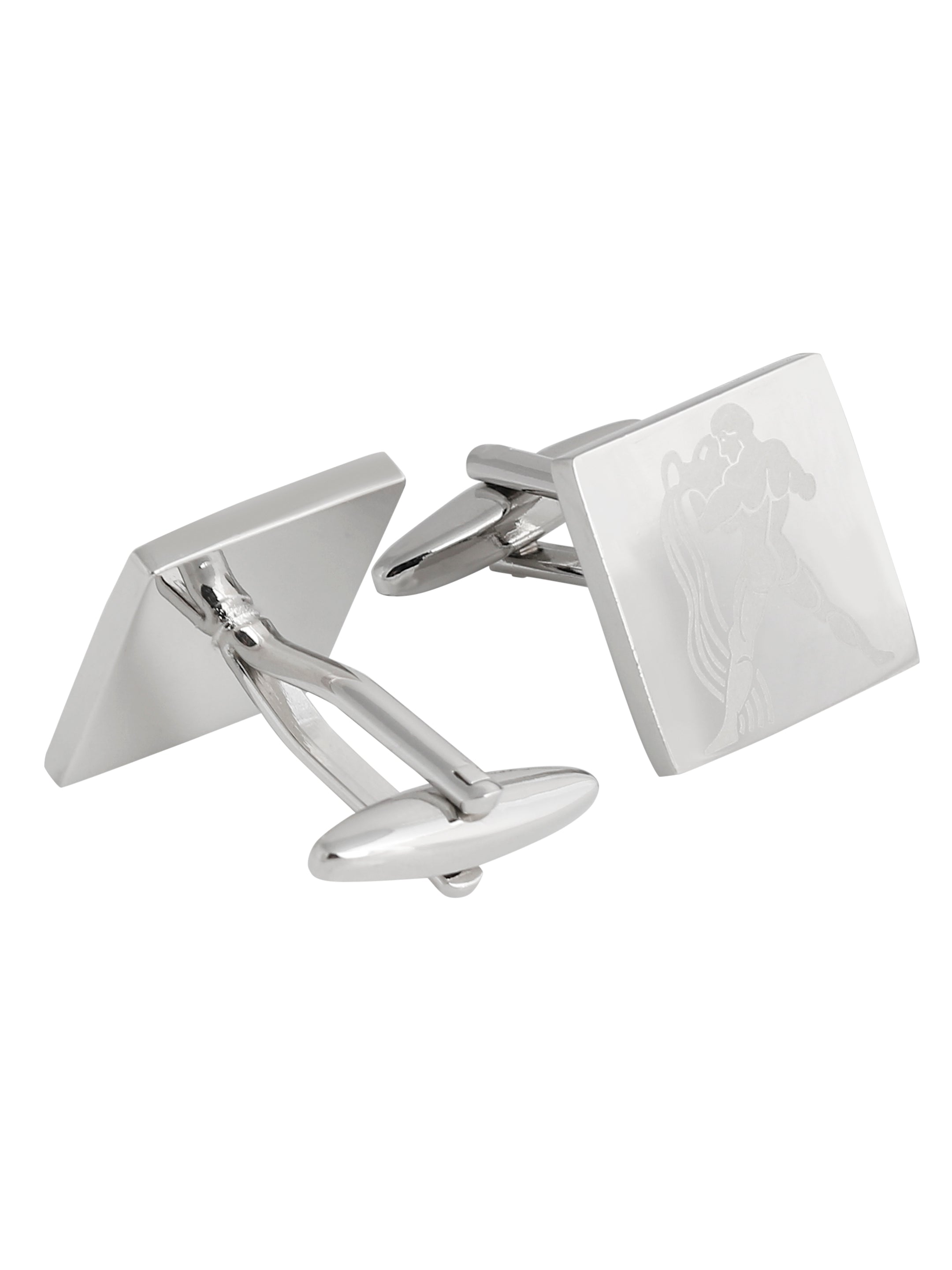 Silver Square Engraved Cufflink