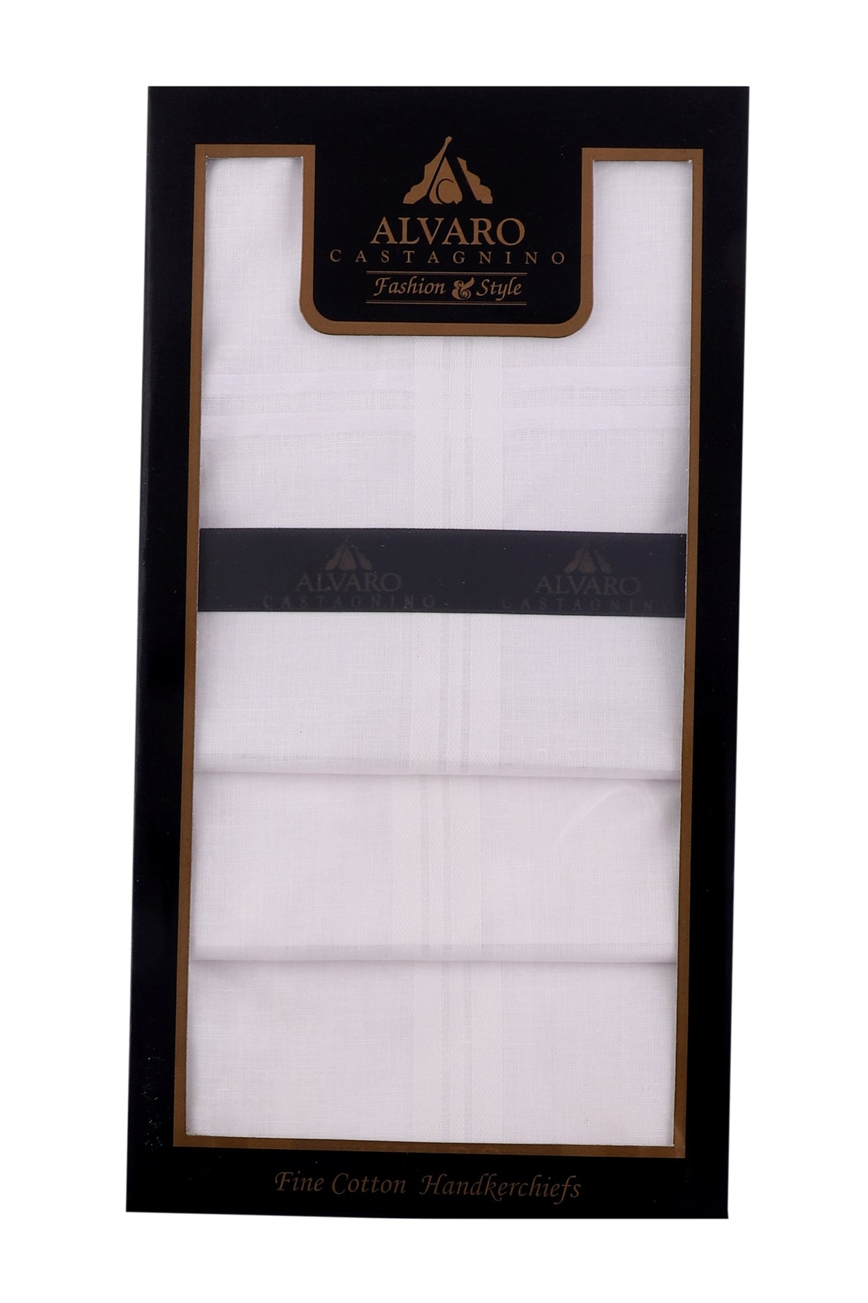 Alvaro Castagnino Men's Cotton White Color 10 Pcs Set Handkerchief
