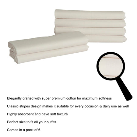 Alvaro Castagnino Men's Cotton White Color 6 Pcs Set Handkerchief