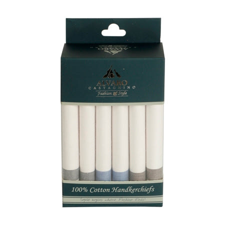 Alvaro Castagnino Men's Cotton White::Multi Color 6 Pcs Set Handkerchief