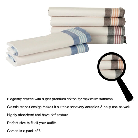 Alvaro Castagnino Men's Cotton White::Multi Color 6 Pcs Set Handkerchief