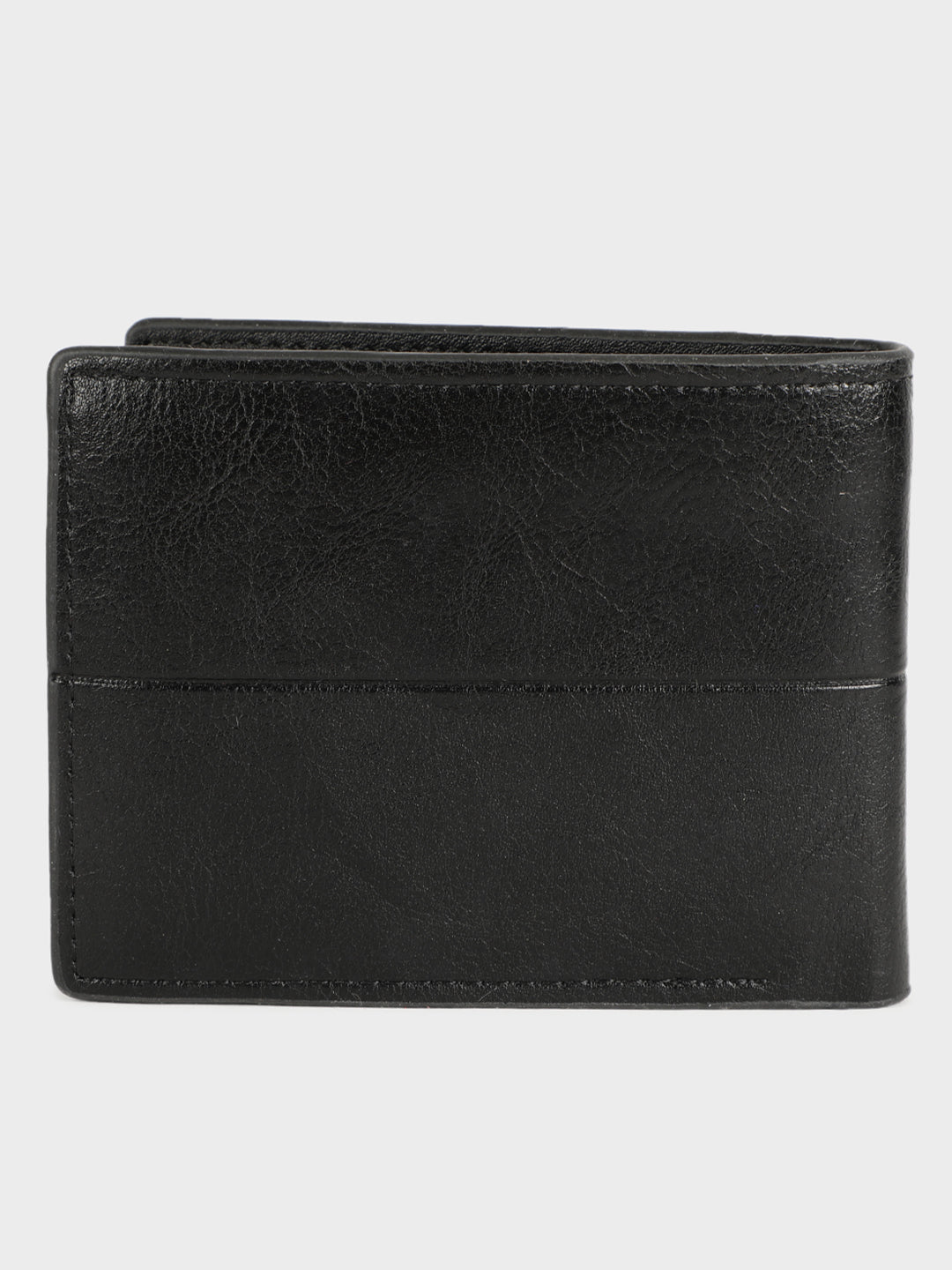 Black Leather Wallet with Tan Triangle Panel