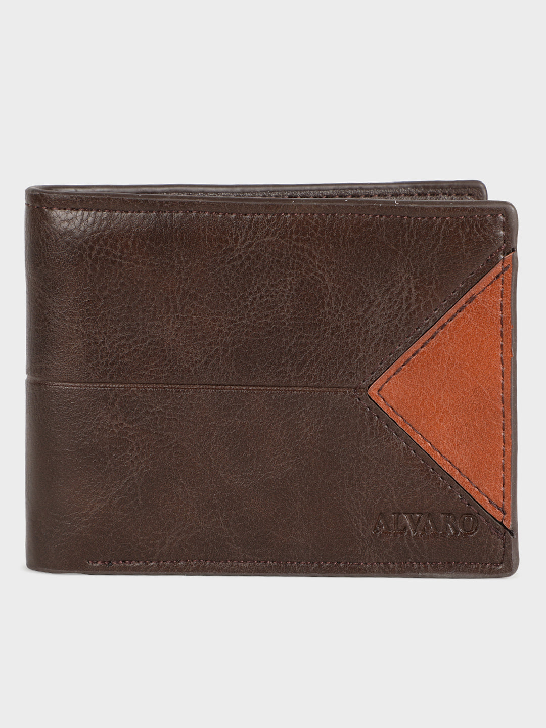 Brown & Tan Contrast Triangle Leather Wallet