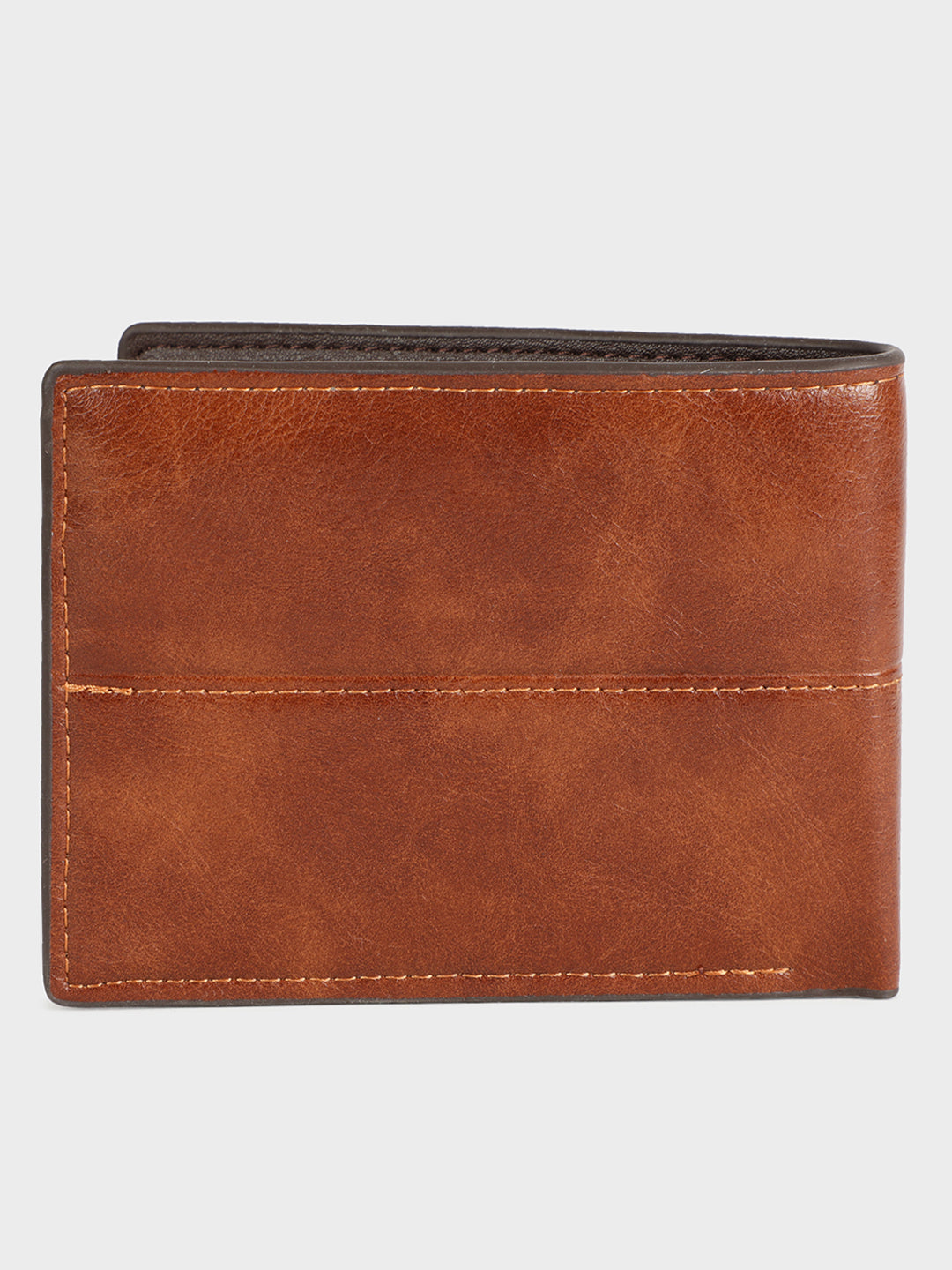 Tan Panel Stitch Leather Wallet
