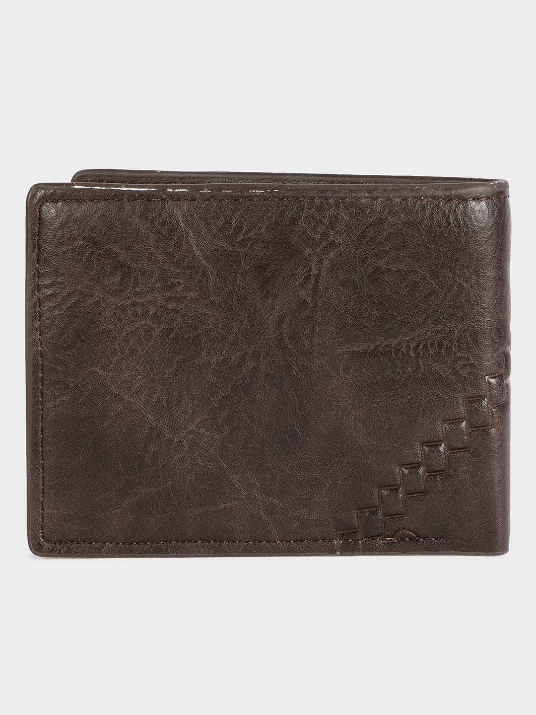 Brown Corner Stitch Leather Wallet