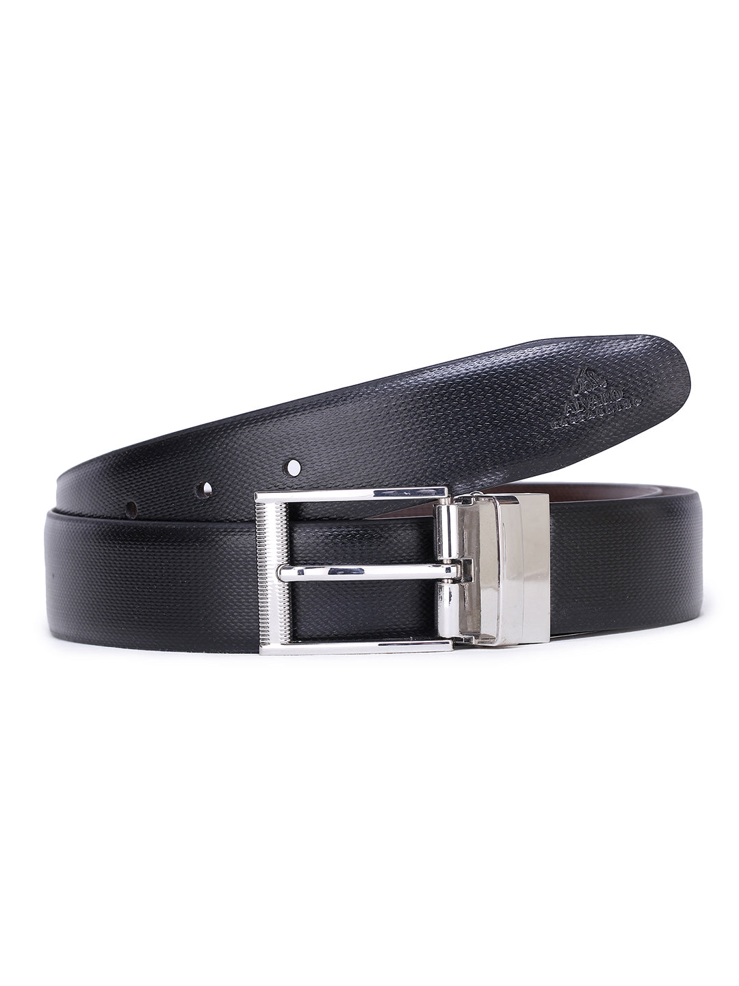 Alvaro Castagnino Men's Black Color Reversible Leather Belt