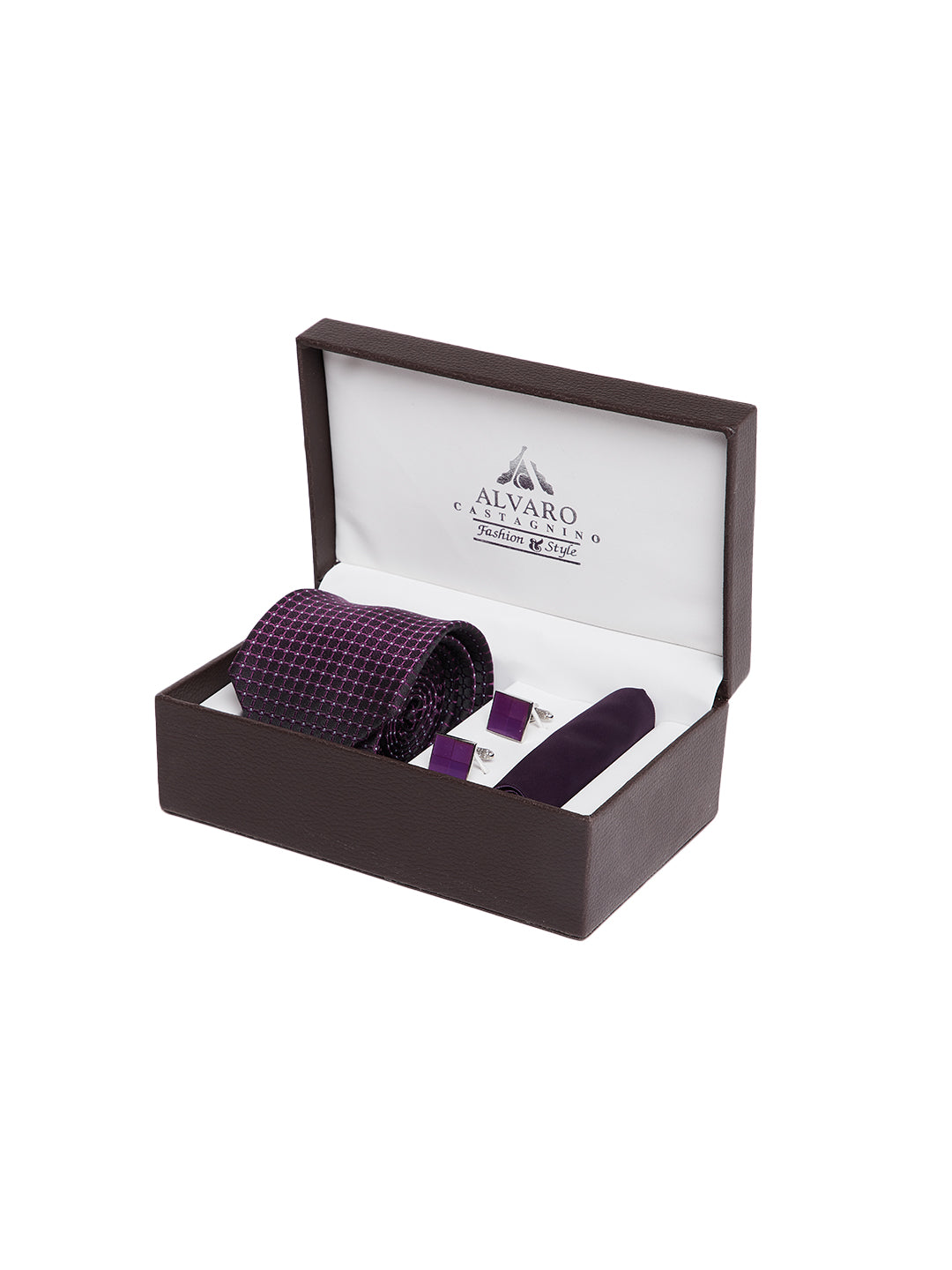 Alvaro Castagnino Men's Purple Color Solid Gift Set