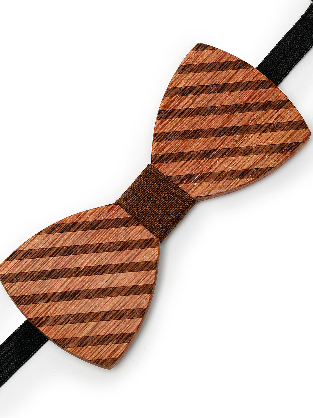 Alvaro Castagnino Men's Brown Colored Wooden Finishing Bow Tie