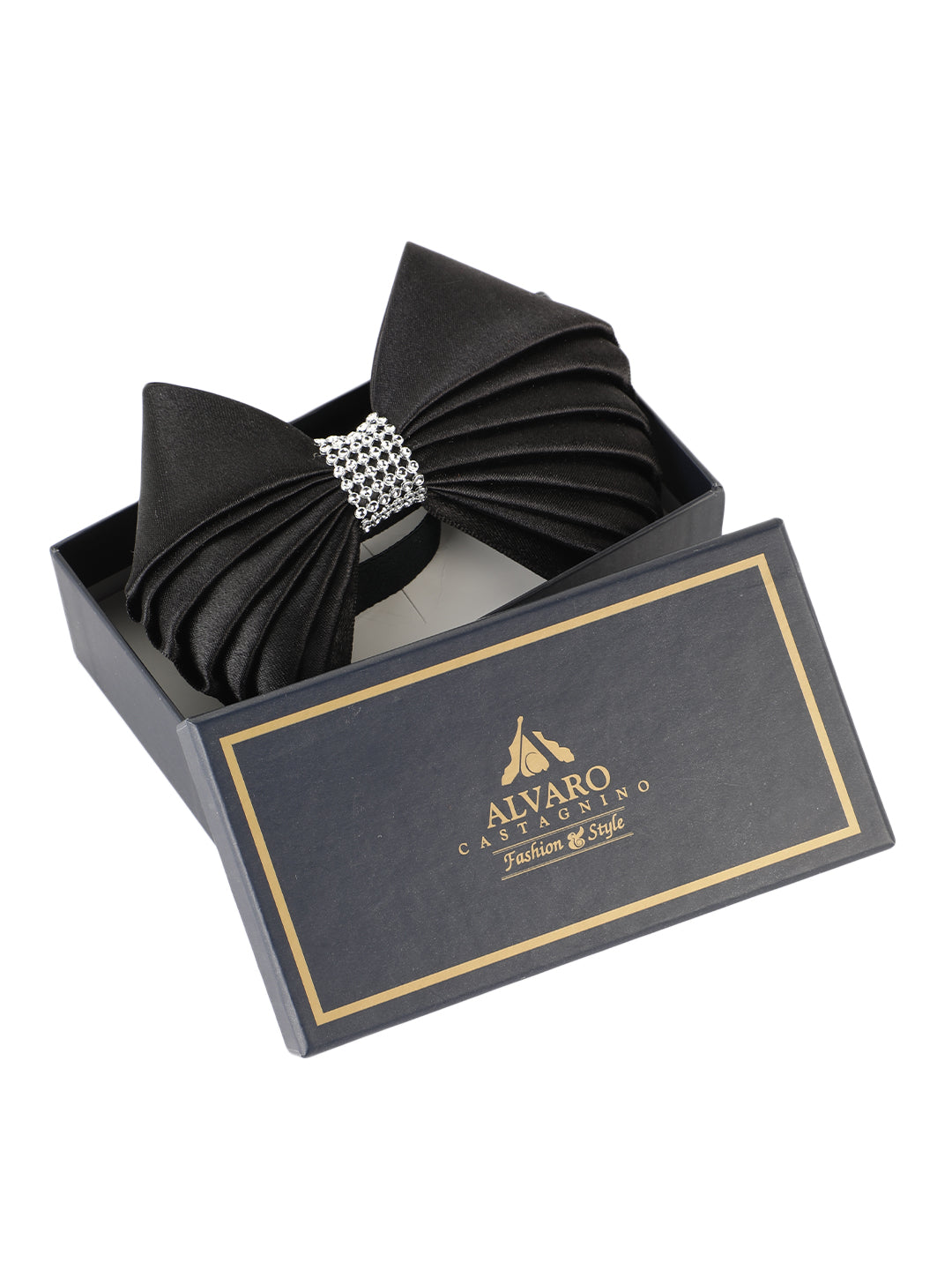 Alvaro Castagnino Men's Black Colored Microfiber Bow Tie