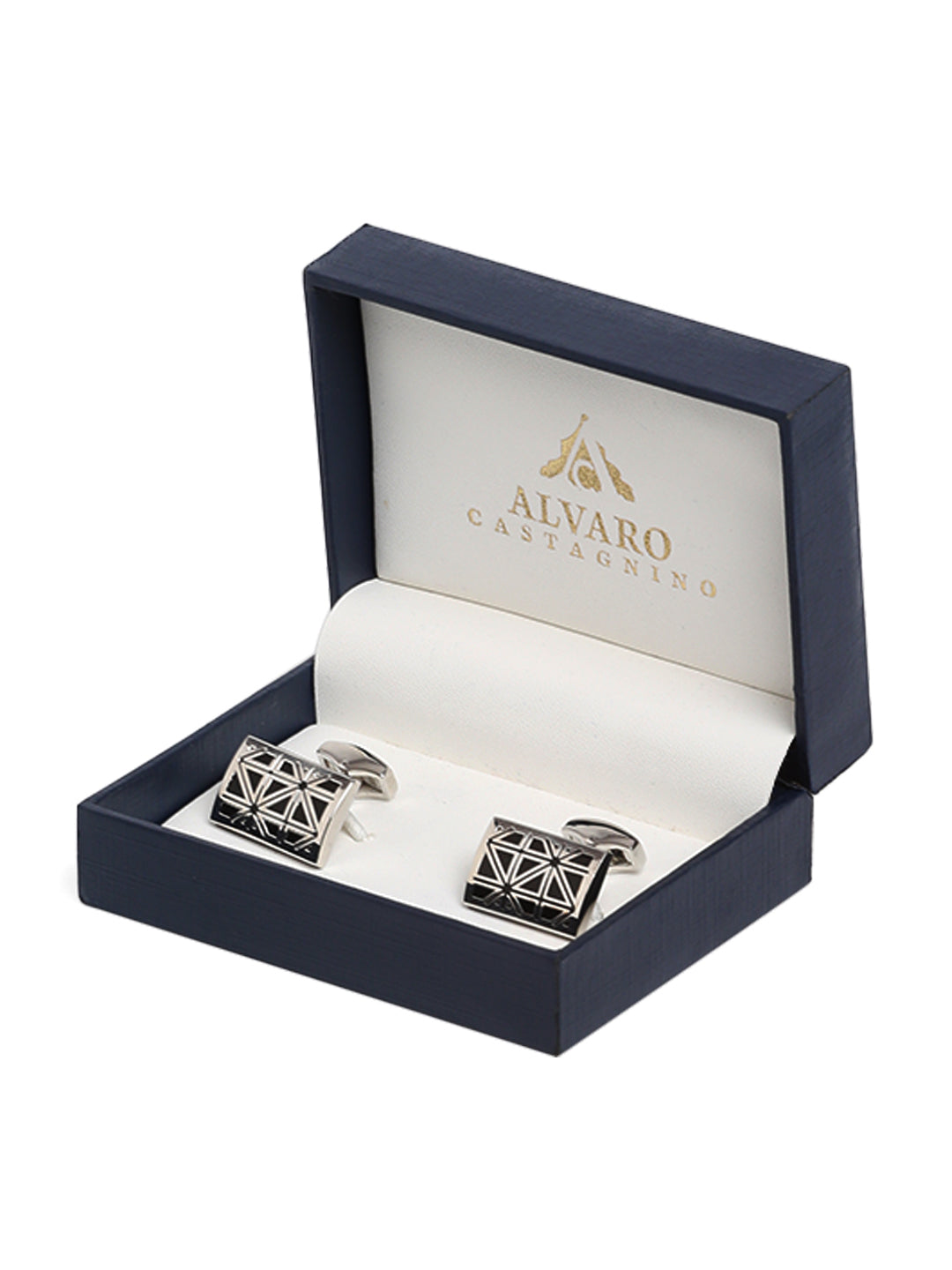 Alvaro Castagnino Silver::Black Colored Cufflink