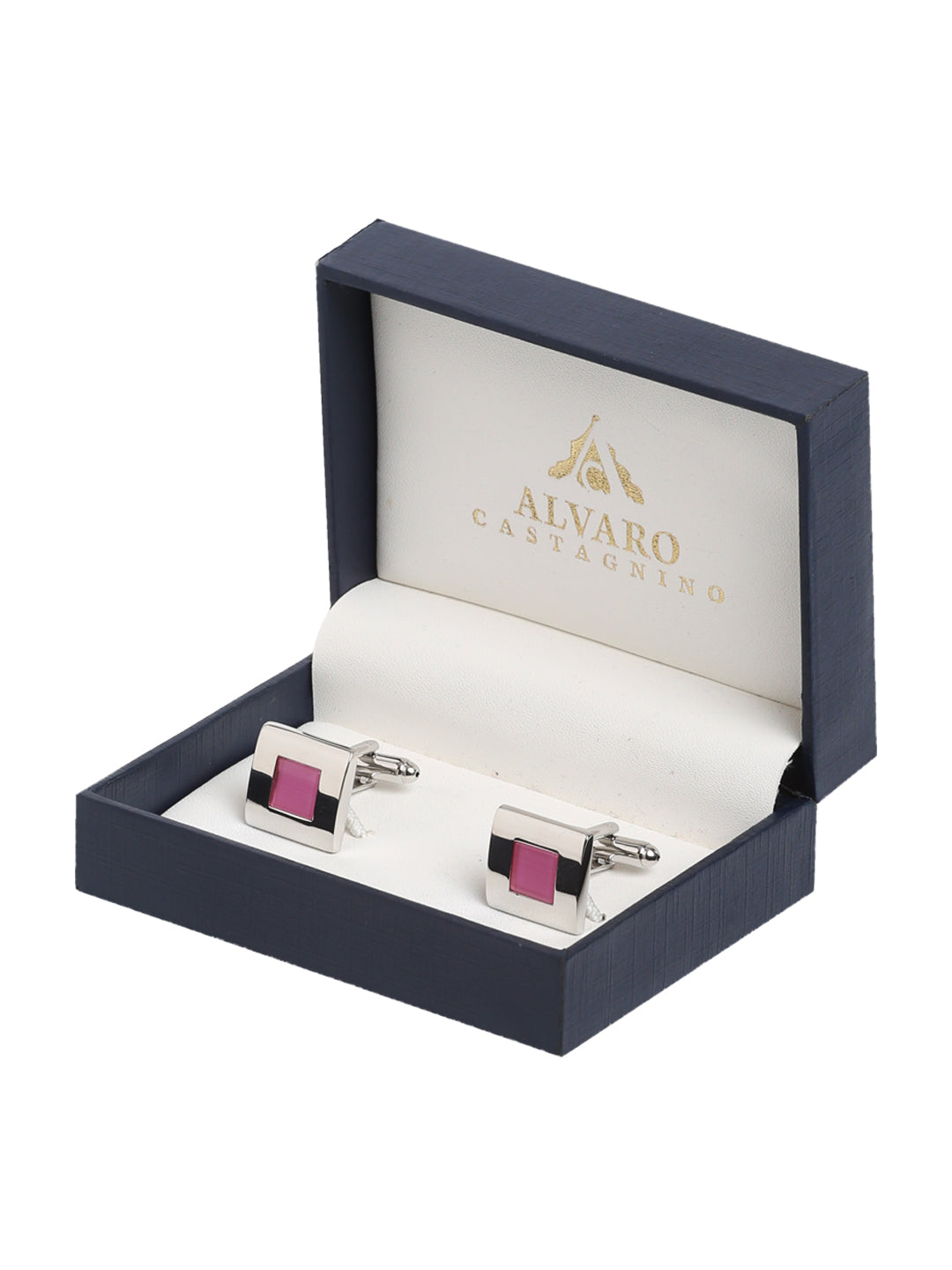 Alvaro Castagnino Pink::Silver Colored Cufflink