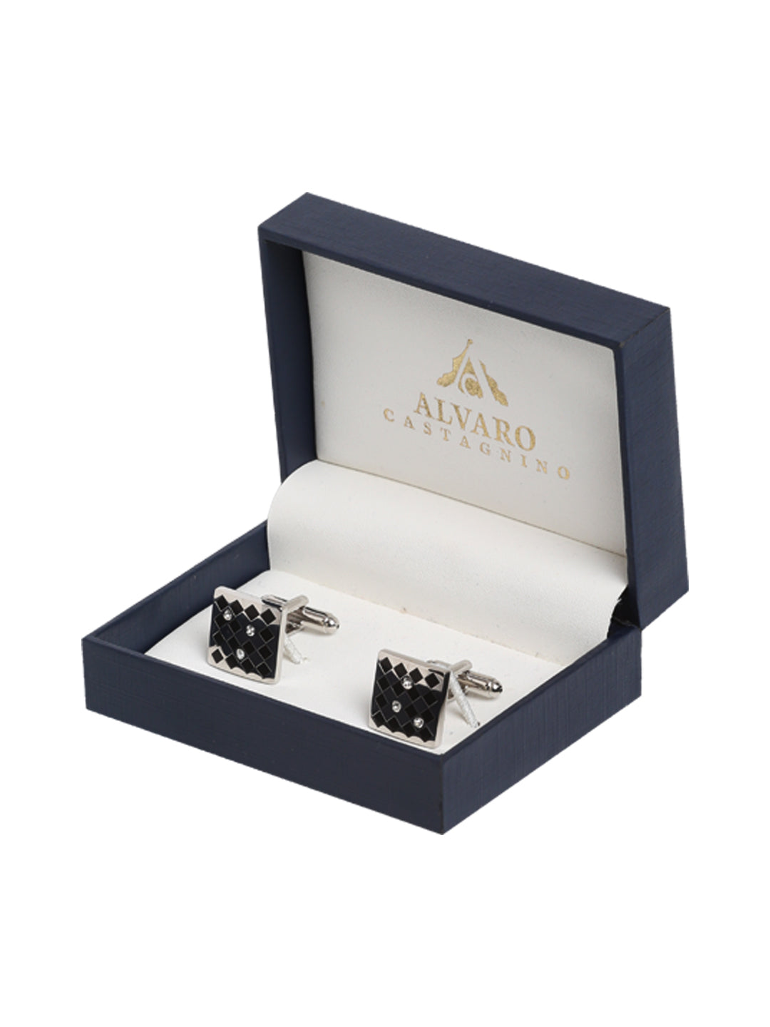 Alvaro Castagnino Silver::Black Colored Cufflink