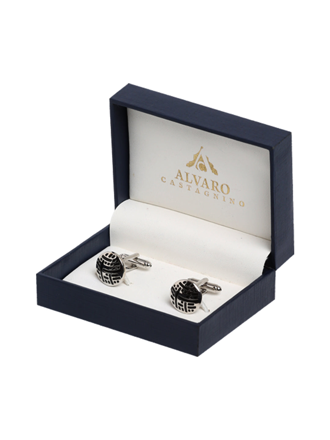 Alvaro Castagnino Silver::Black Colored Fun Cufflink