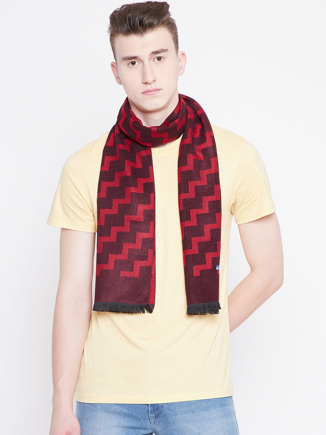 Alvaro Castagnino Men's Maroon::Red Colored Checked Muffler