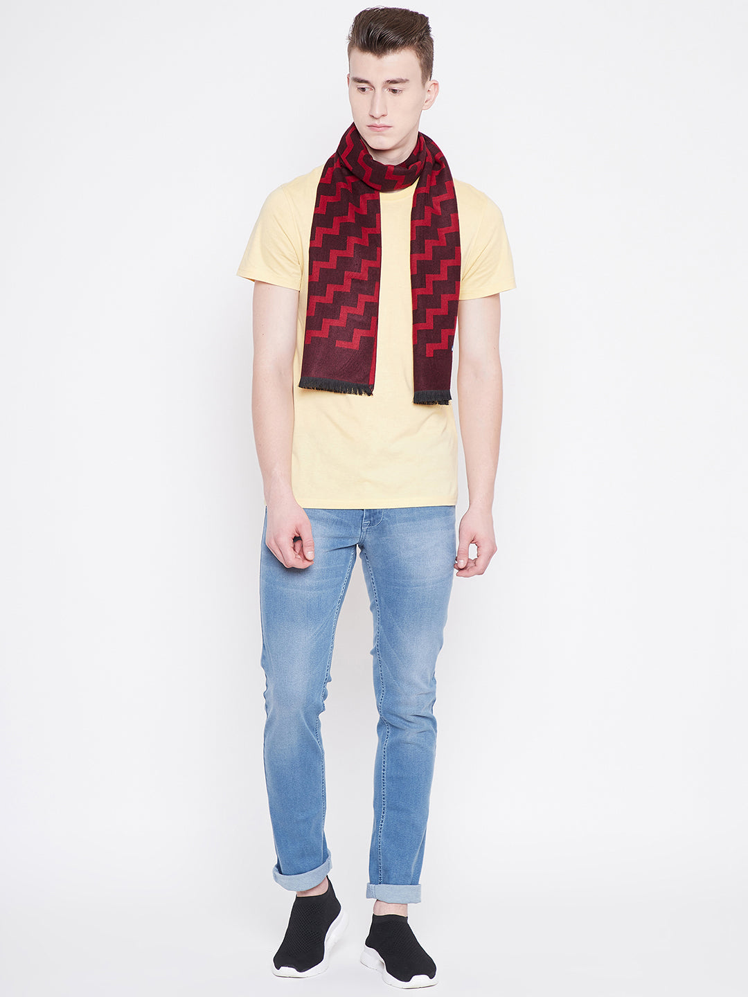 Alvaro Castagnino Men's Maroon::Red Colored Checked Muffler