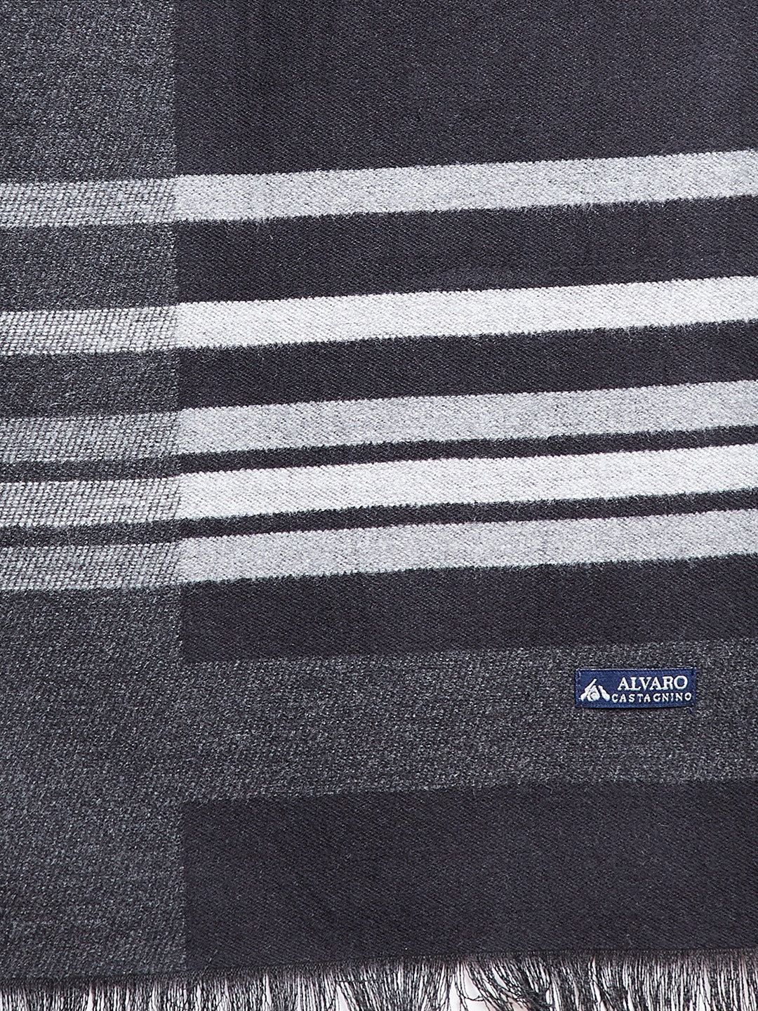 Alvaro Castagnino Men's Black::Grey Colored Checked Muffler