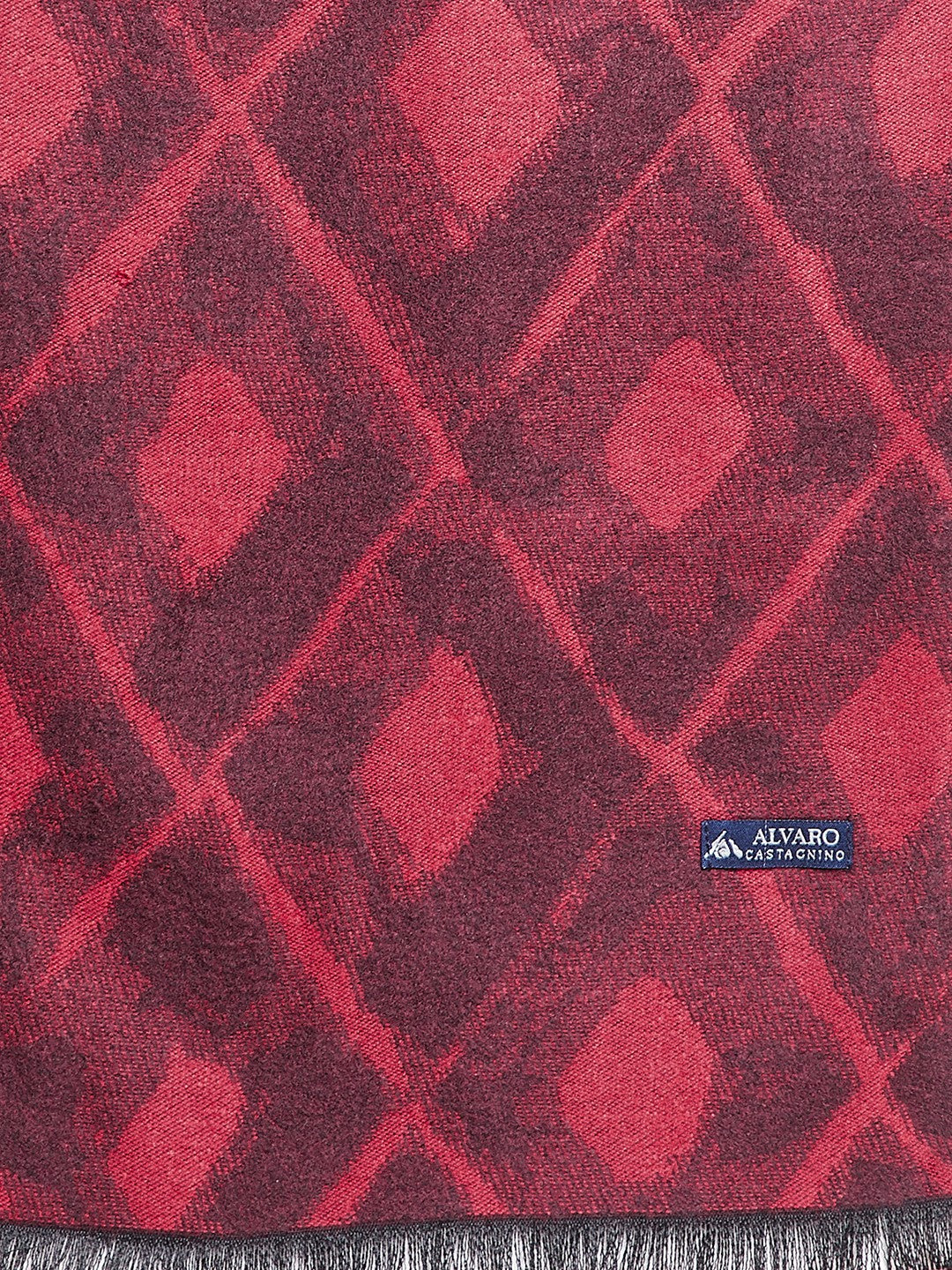 Alvaro Castagnino Men's Maroon Colored Checked Muffler