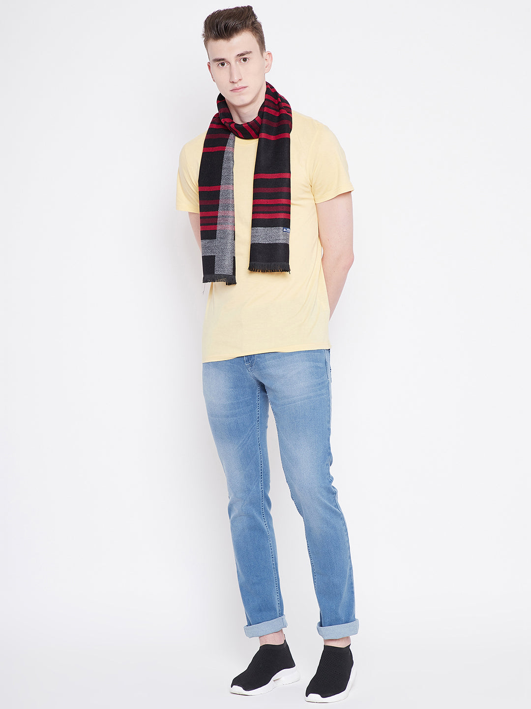 Alvaro Castagnino Men's Black::Maroon Colored Checked Muffler