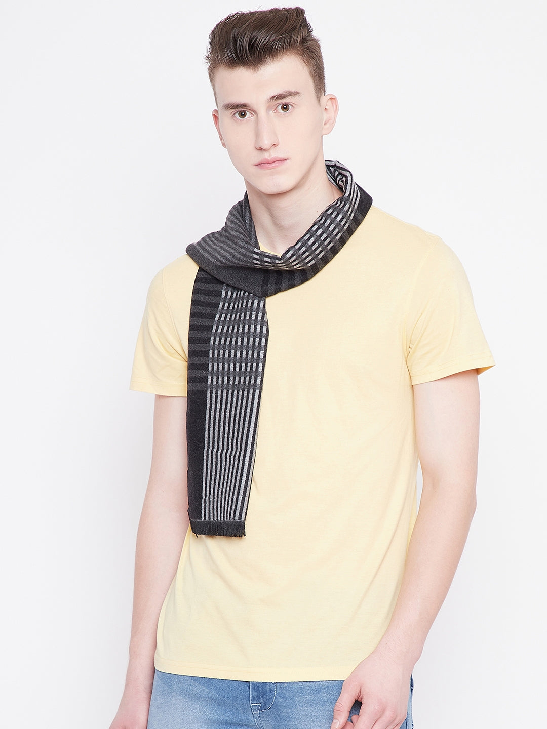 Alvaro Castagnino Men's Black::Grey Colored Viscose Muffler