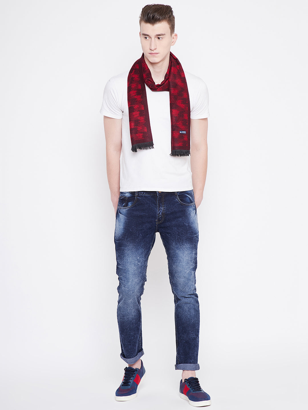 Alvaro Castagnino Men's Maroon Colored Viscose Muffler