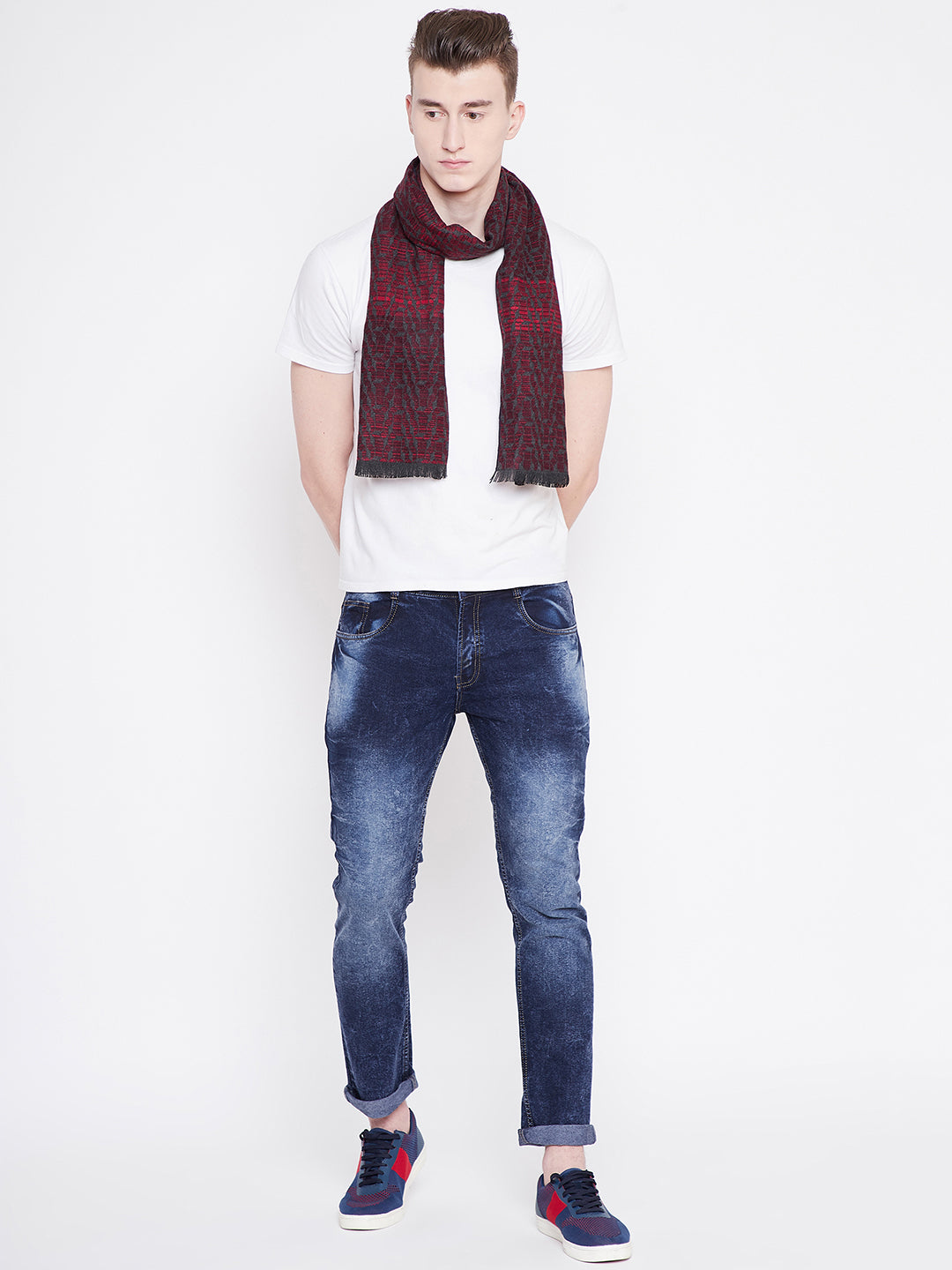 Alvaro Castagnino Men's Maroon::Grey Colored Viscose Muffler