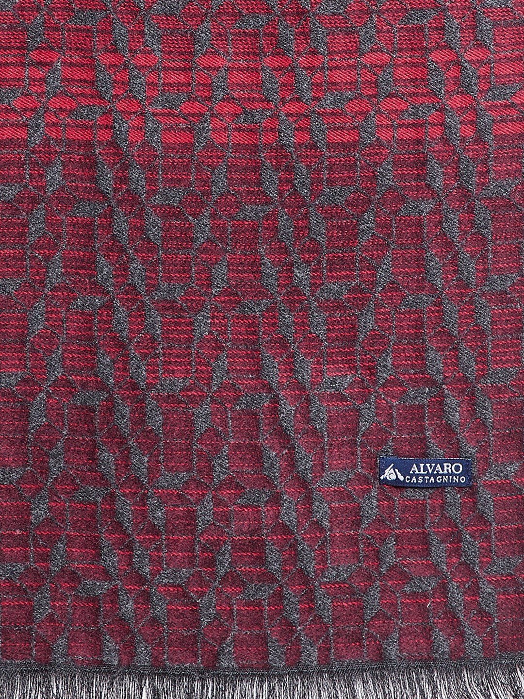 Alvaro Castagnino Men's Maroon::Grey Colored Viscose Muffler