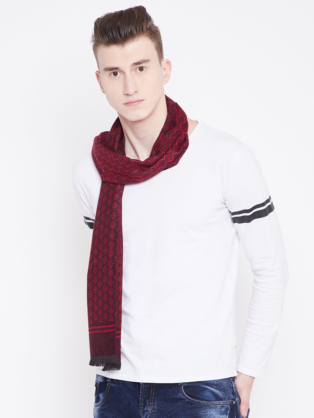 Alvaro Castagnino Men's Maroon Colored Viscose Muffler