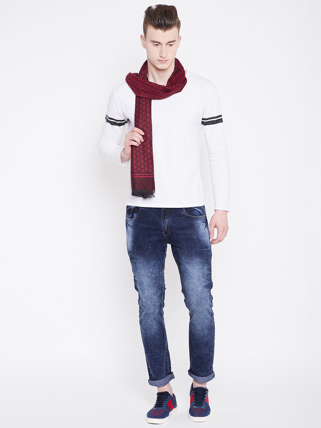 Alvaro Castagnino Men's Maroon Colored Viscose Muffler