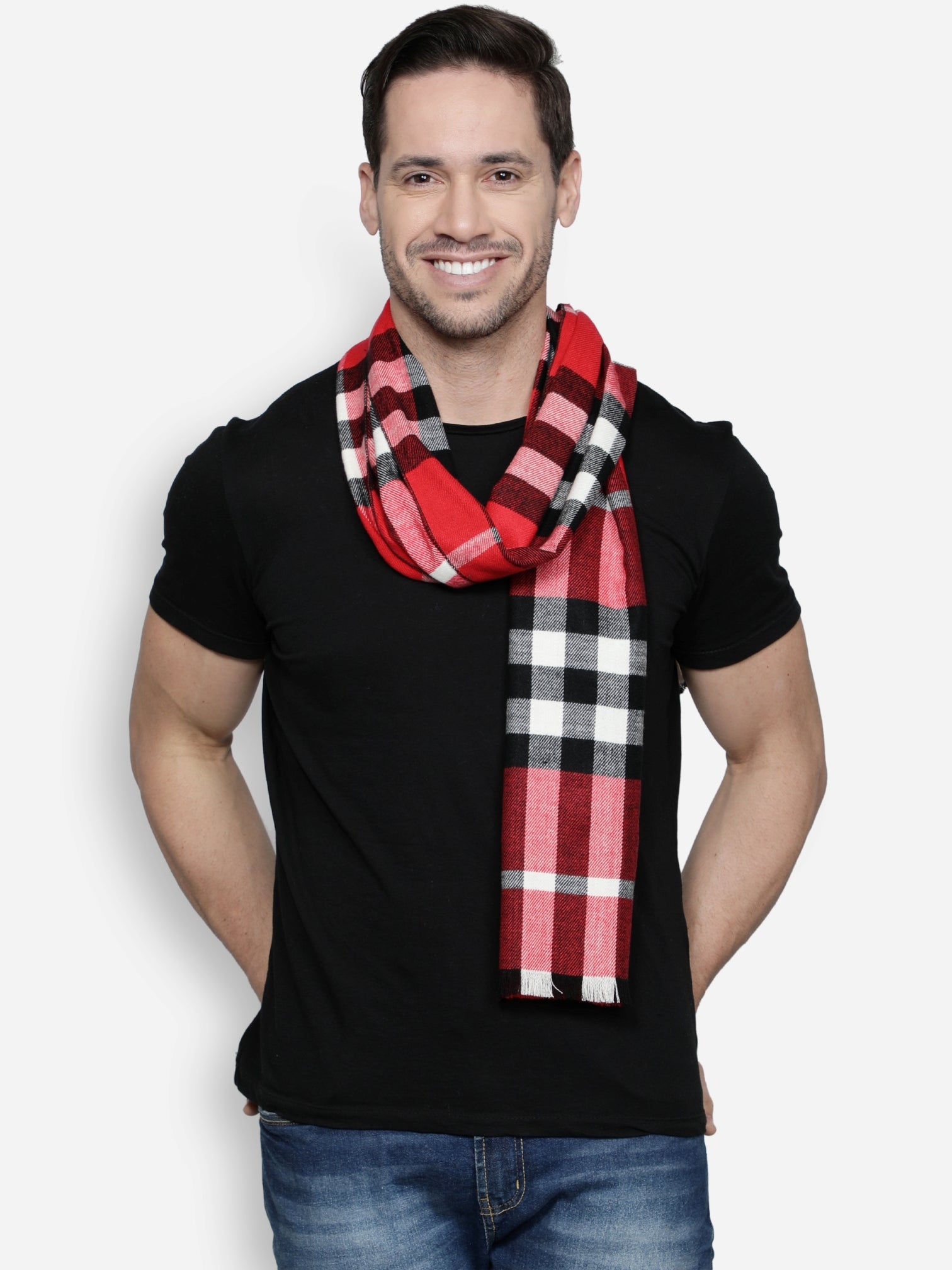 Alvaro Castagnino Men's Red::Black::White Colored Viscose Muffler