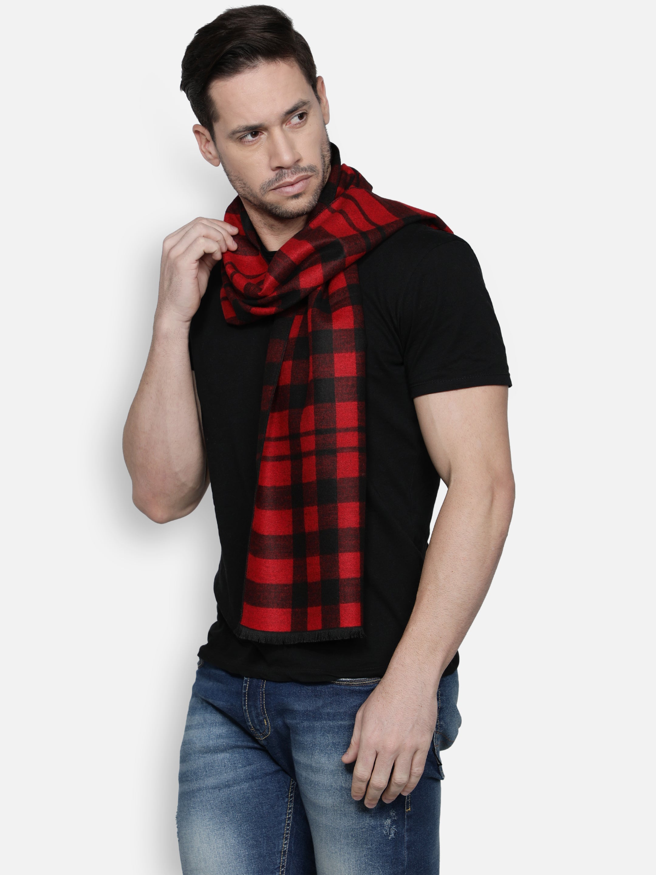 Alvaro Castagnino Men's Red::Black Colored Viscose Muffler