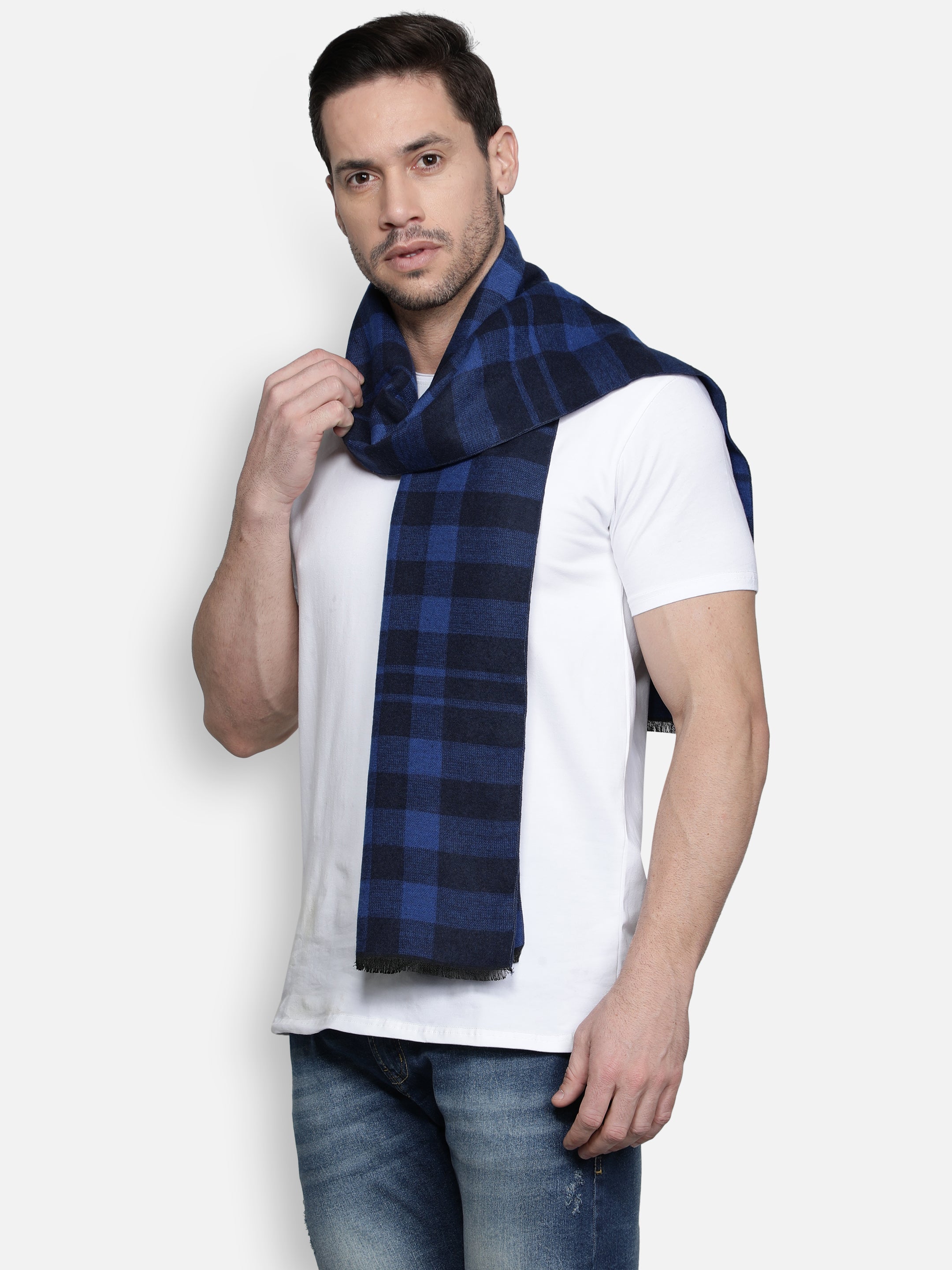 Alvaro Castagnino Men's Maroon::Black Colored Viscose Muffler