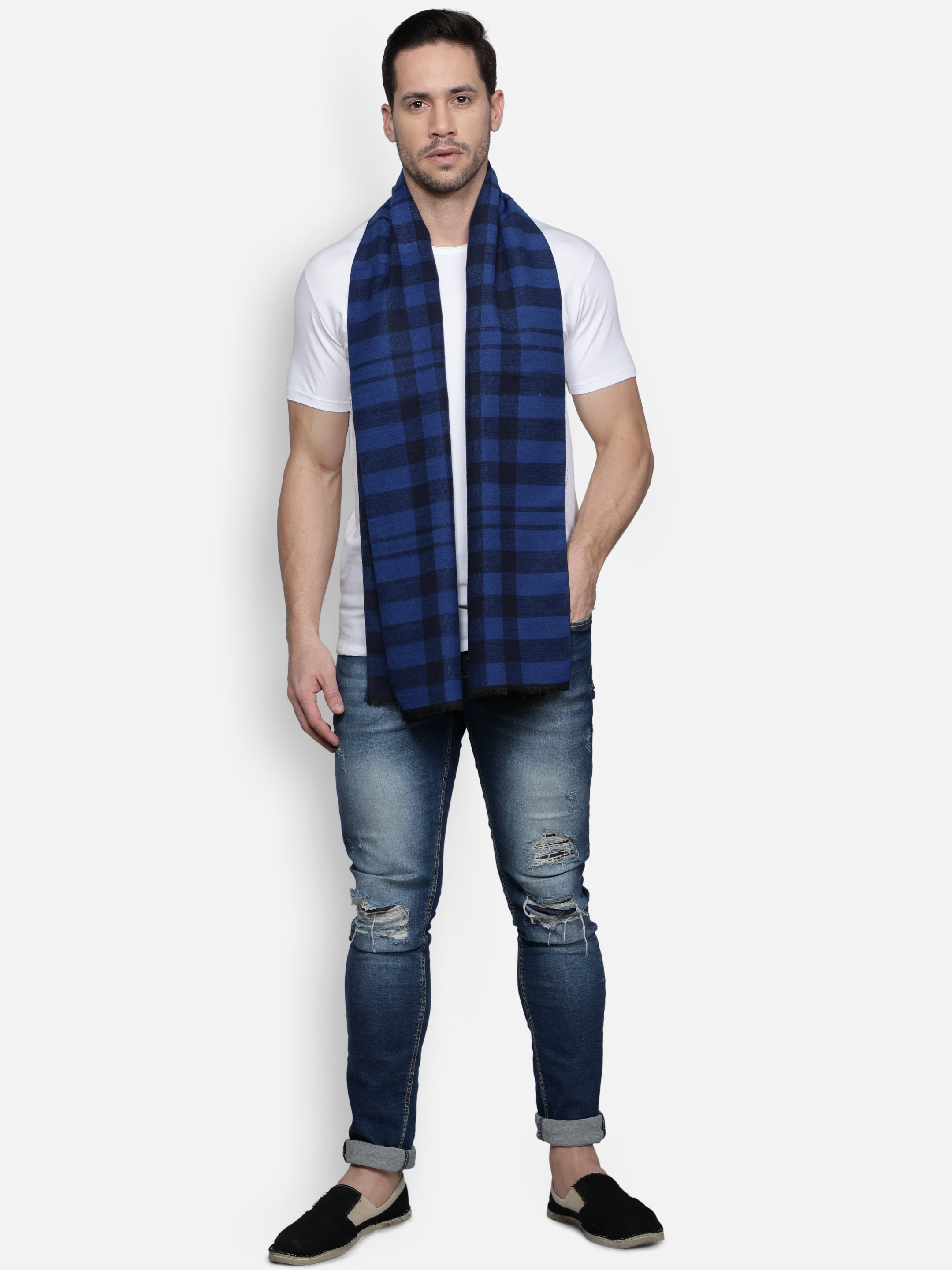 Alvaro Castagnino Men's Maroon::Black Colored Viscose Muffler