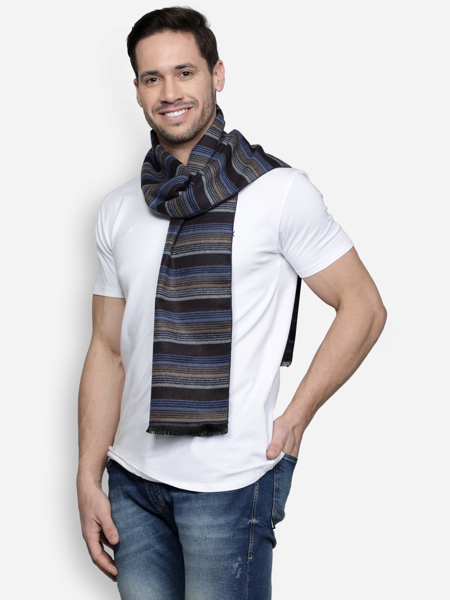 Alvaro Castagnino Men's Multi Colored Viscose Muffler