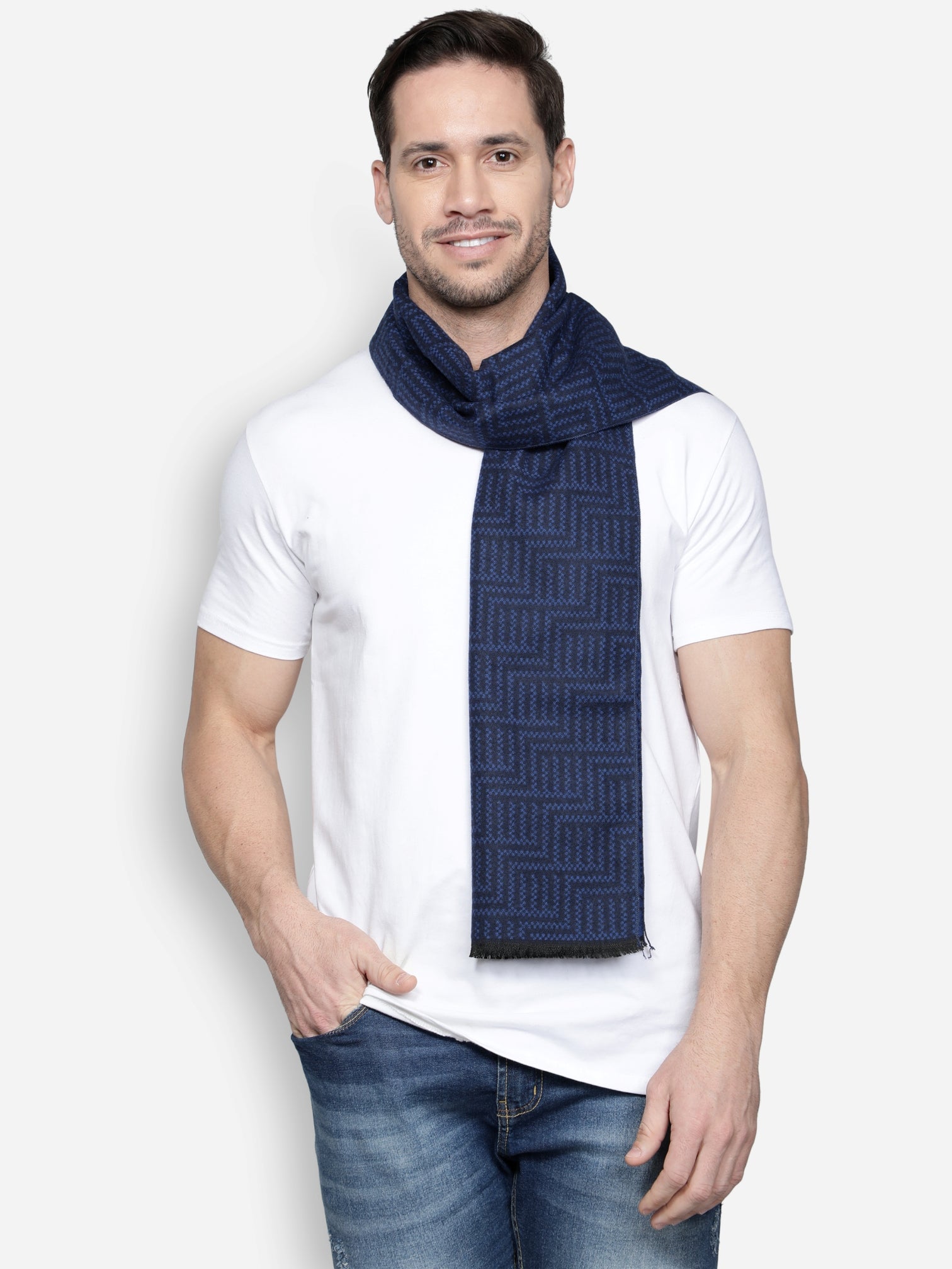 Alvaro Castagnino Men's Blue Colored Viscose Muffler