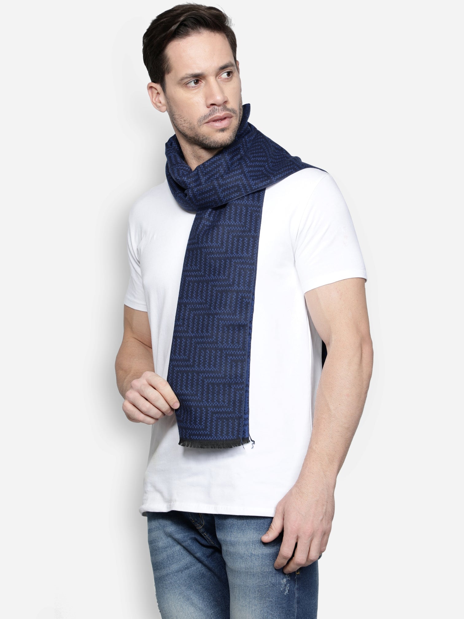 Alvaro Castagnino Men's Blue Colored Viscose Muffler