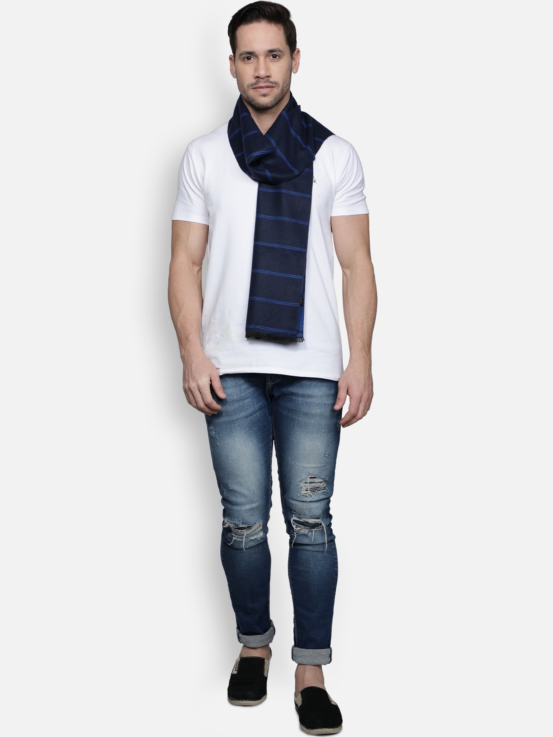 Alvaro Castagnino Men's Blue Colored Check Viscose Muffler