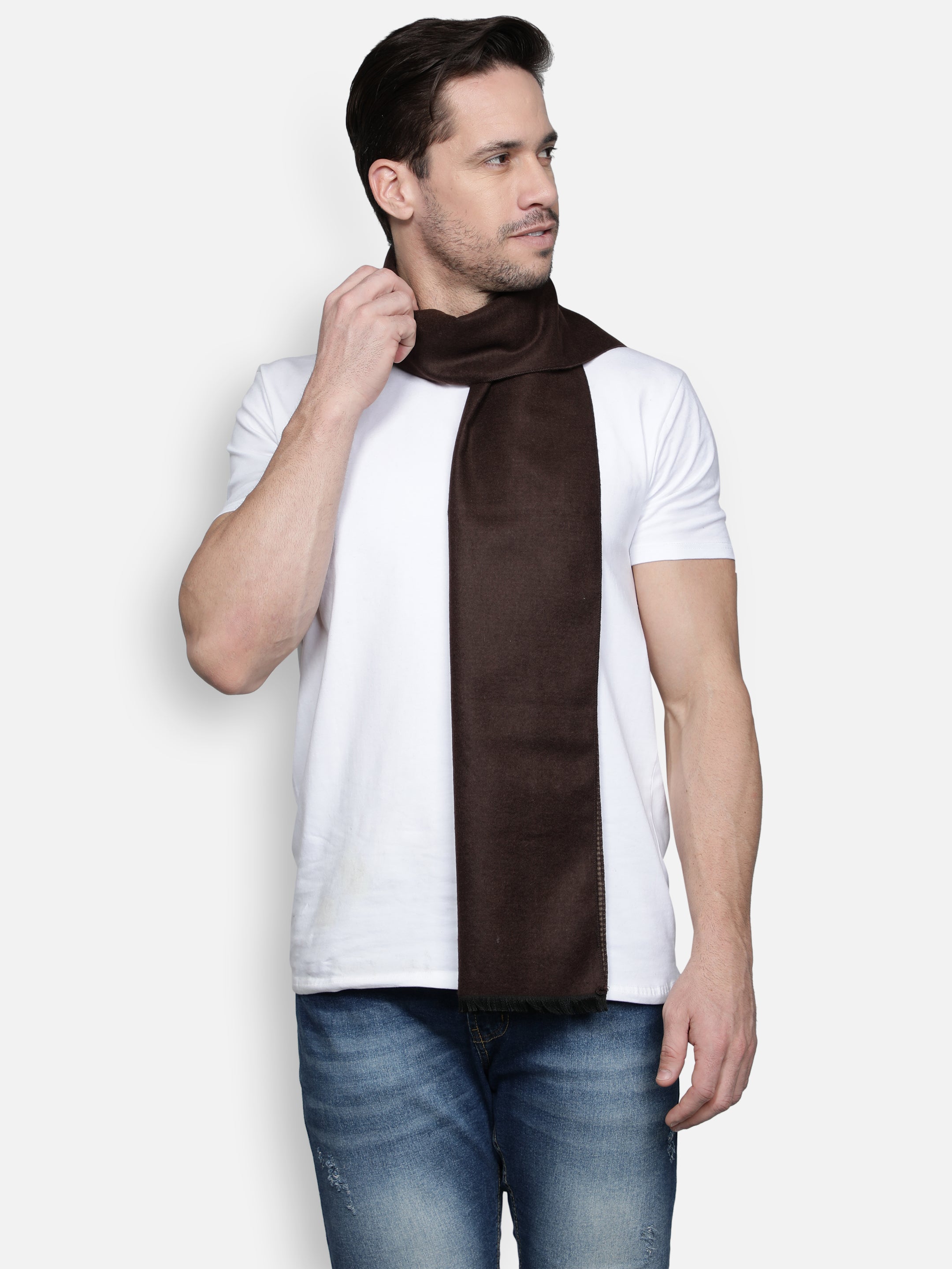 Alvaro Castagnino Men's Brown Colored Check Viscose Muffler