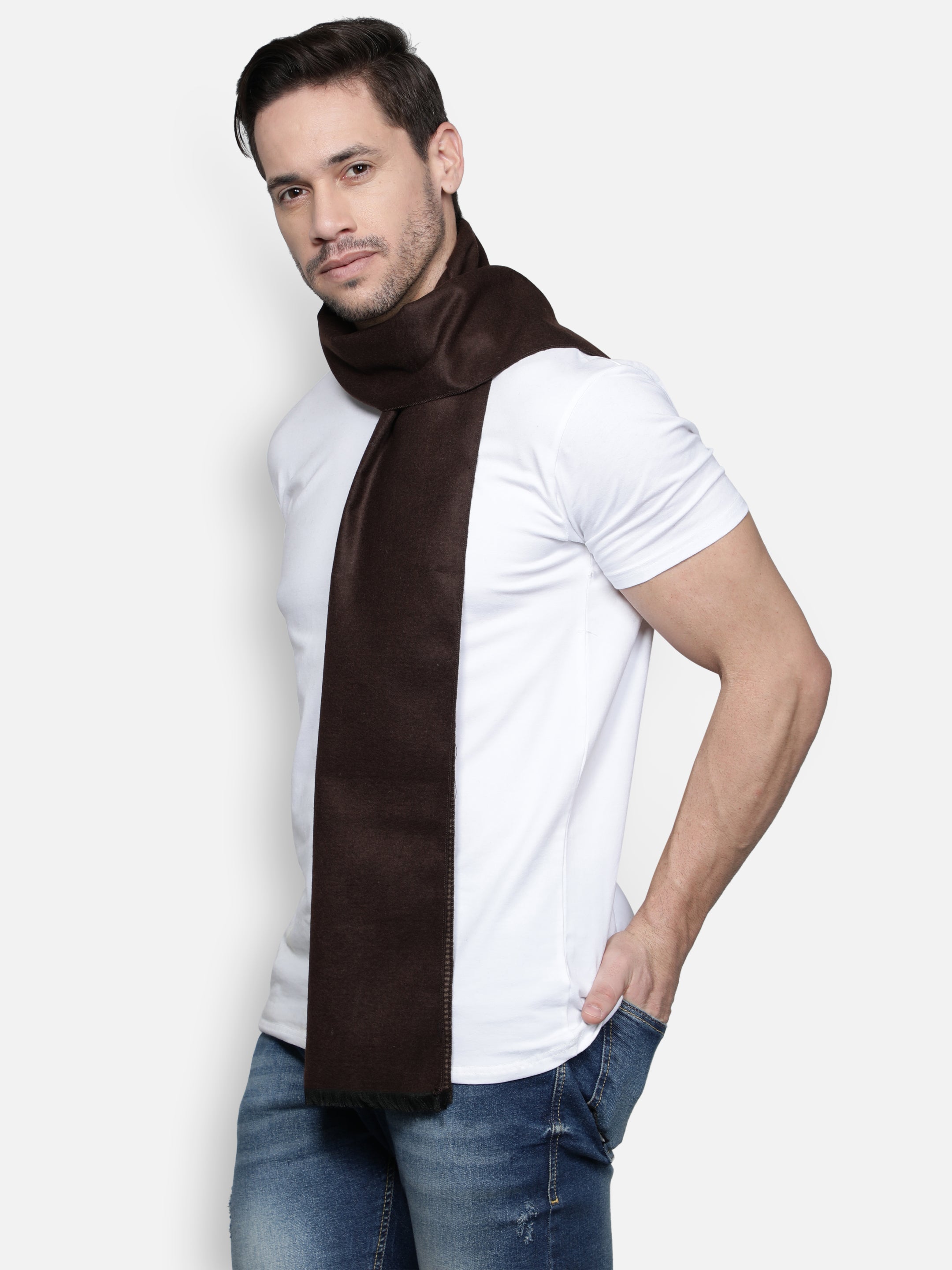 Alvaro Castagnino Men's Brown Colored Check Viscose Muffler