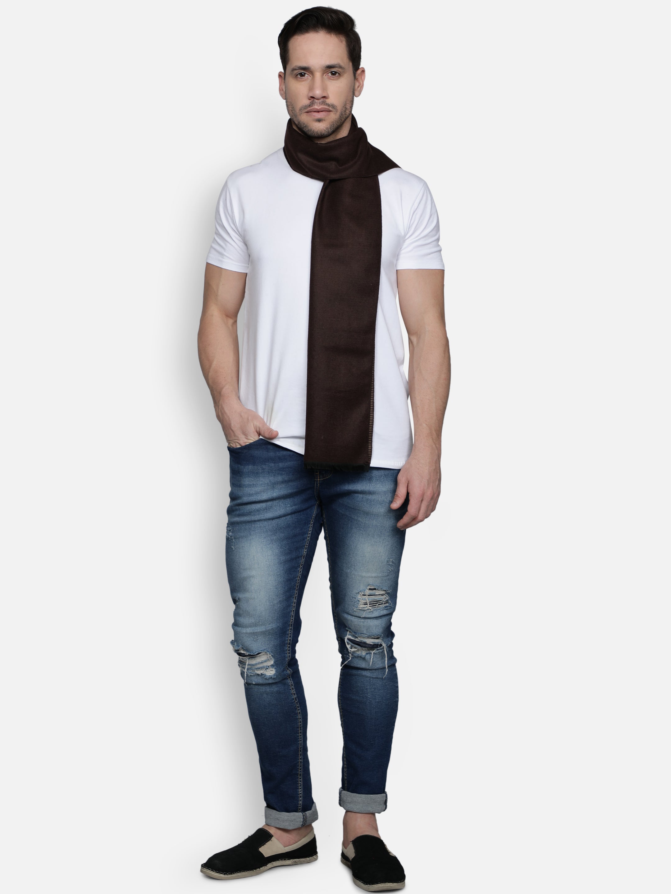 Alvaro Castagnino Men's Brown Colored Check Viscose Muffler