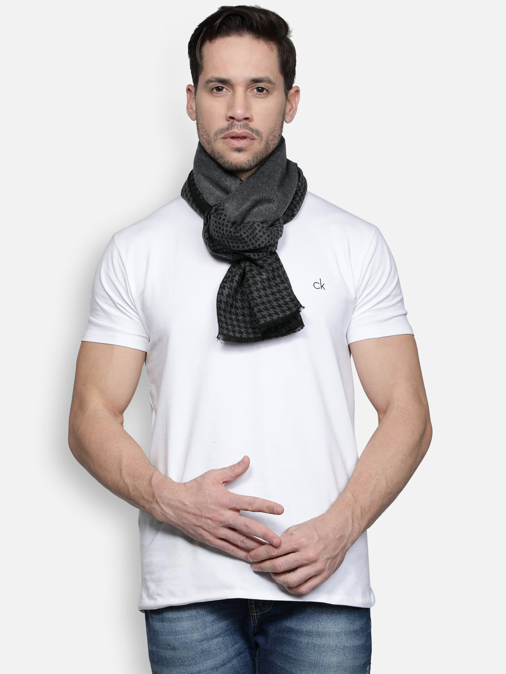 Alvaro Castagnino Men's Grey::Black Checked Muffler