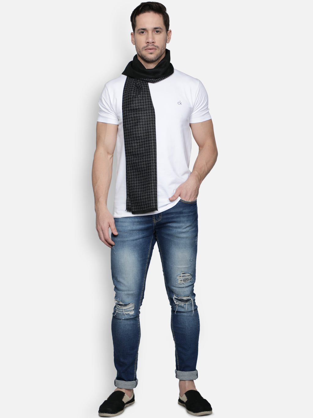 Alvaro Castagnino Men's Grey::Black Checked Muffler