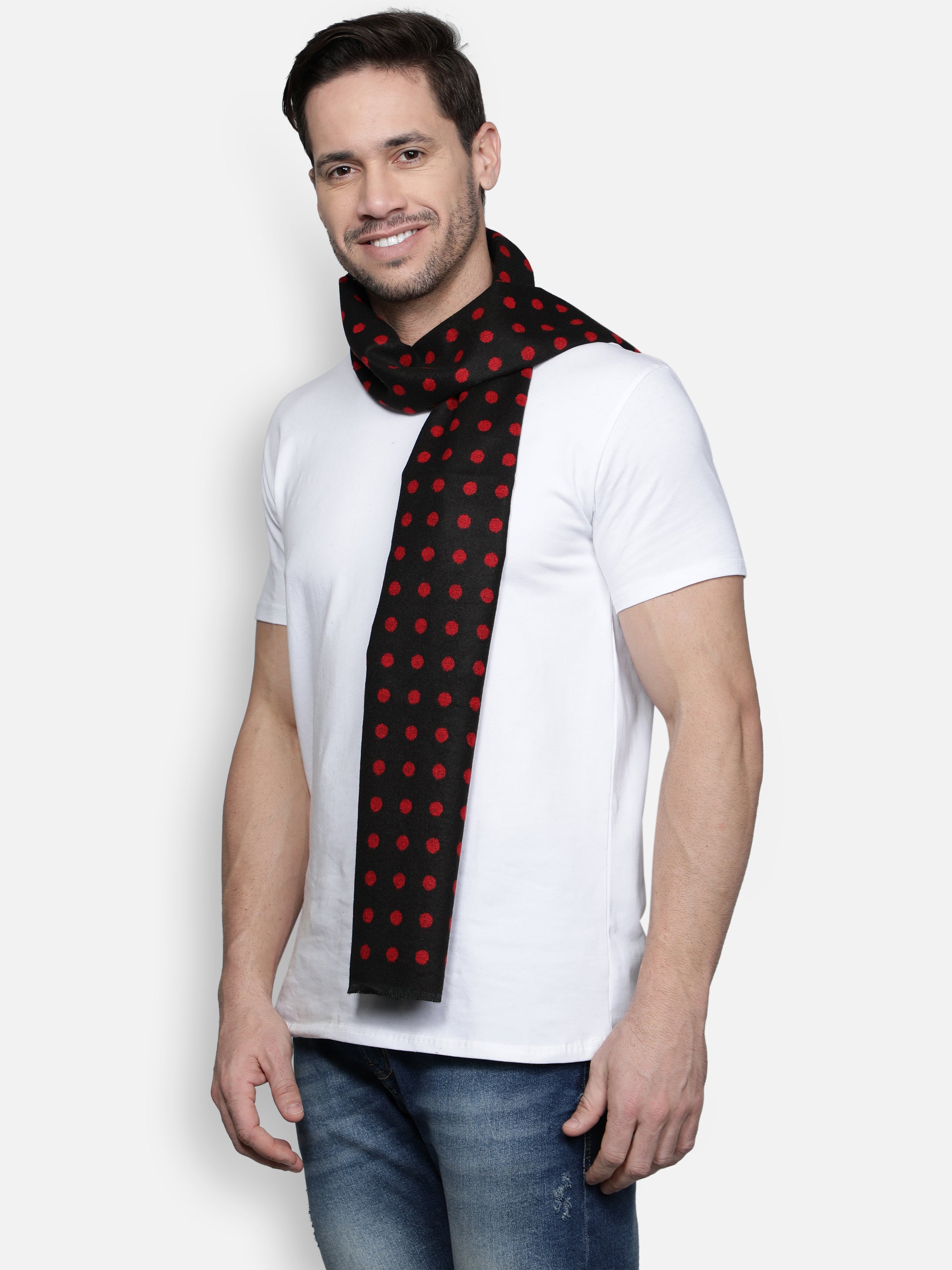 Alvaro Castagnino Men's Black::Red Colored Check Viscose Muffler