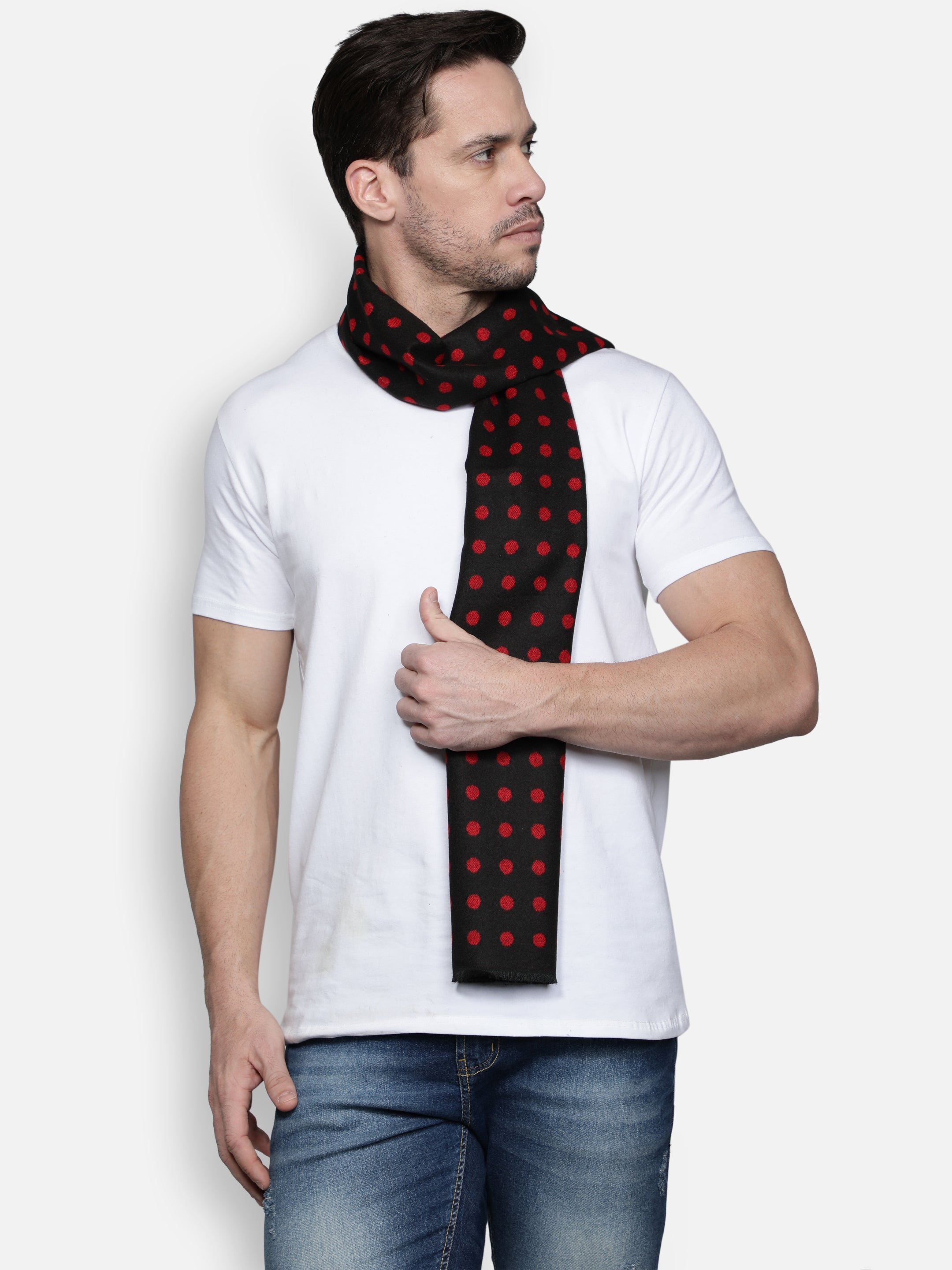 Alvaro Castagnino Men's Black::Red Colored Check Viscose Muffler