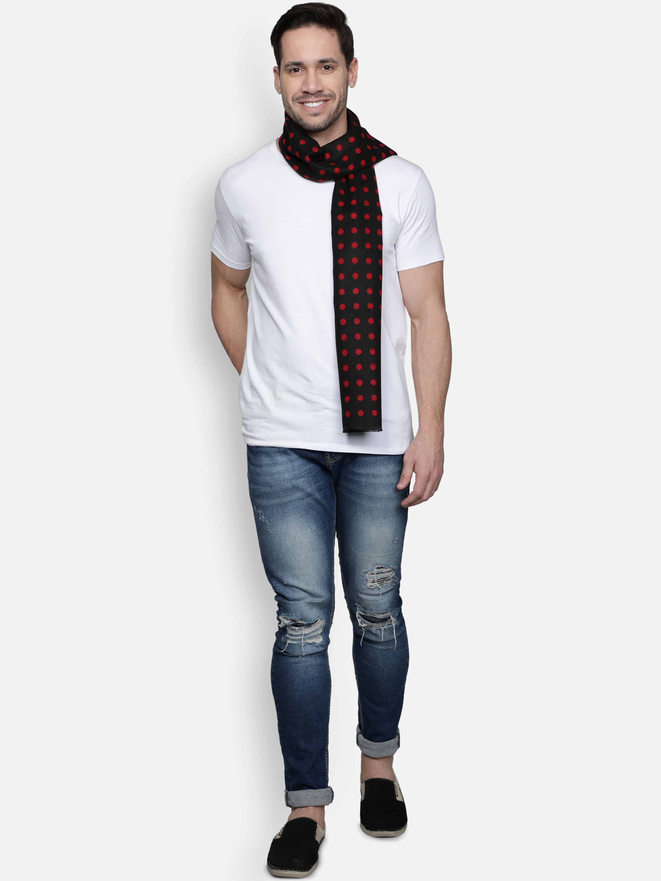 Alvaro Castagnino Men's Black::Red Colored Check Viscose Muffler