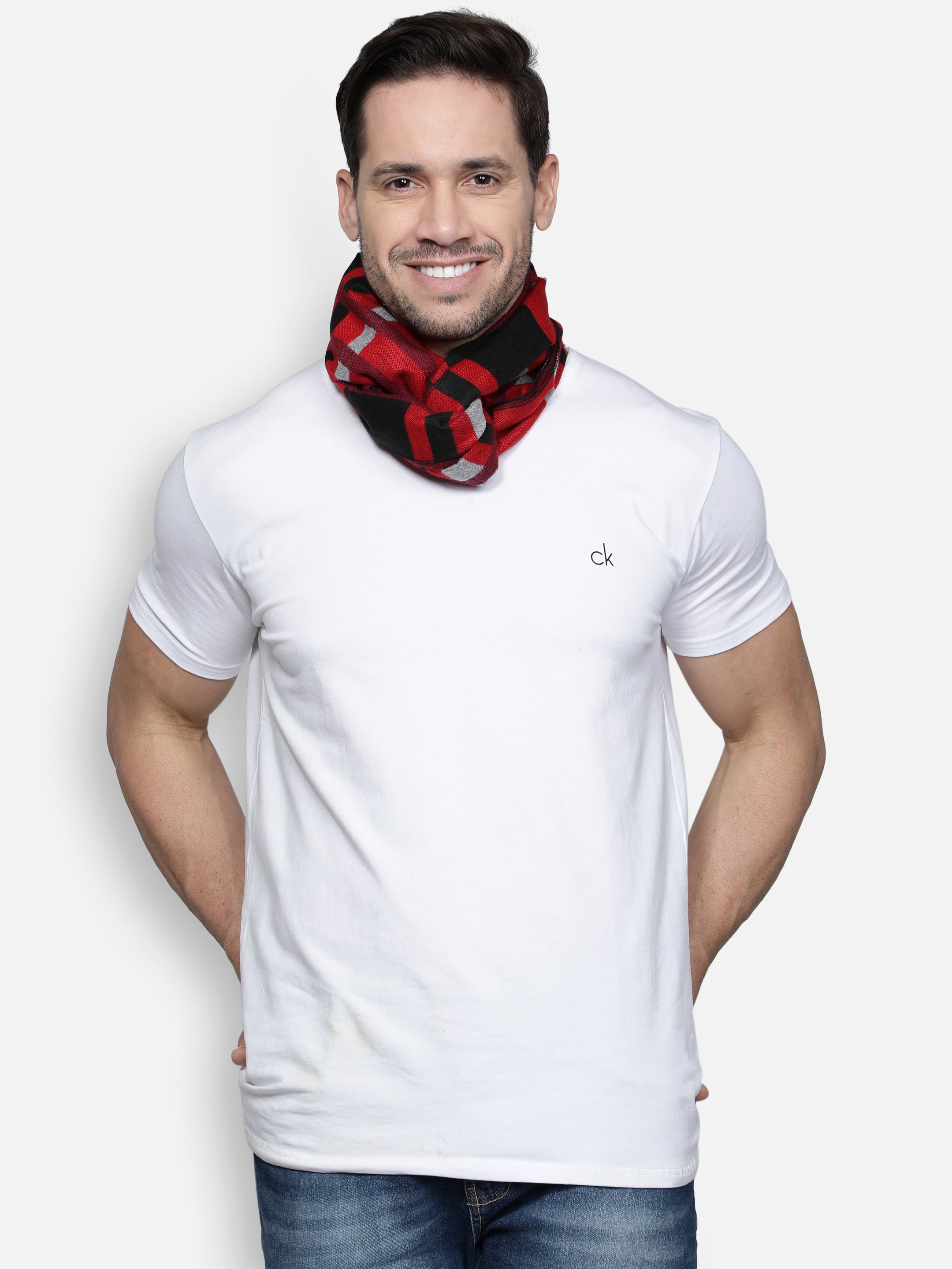 Alvaro Castagnino Men's Red::Black Checked Muffler