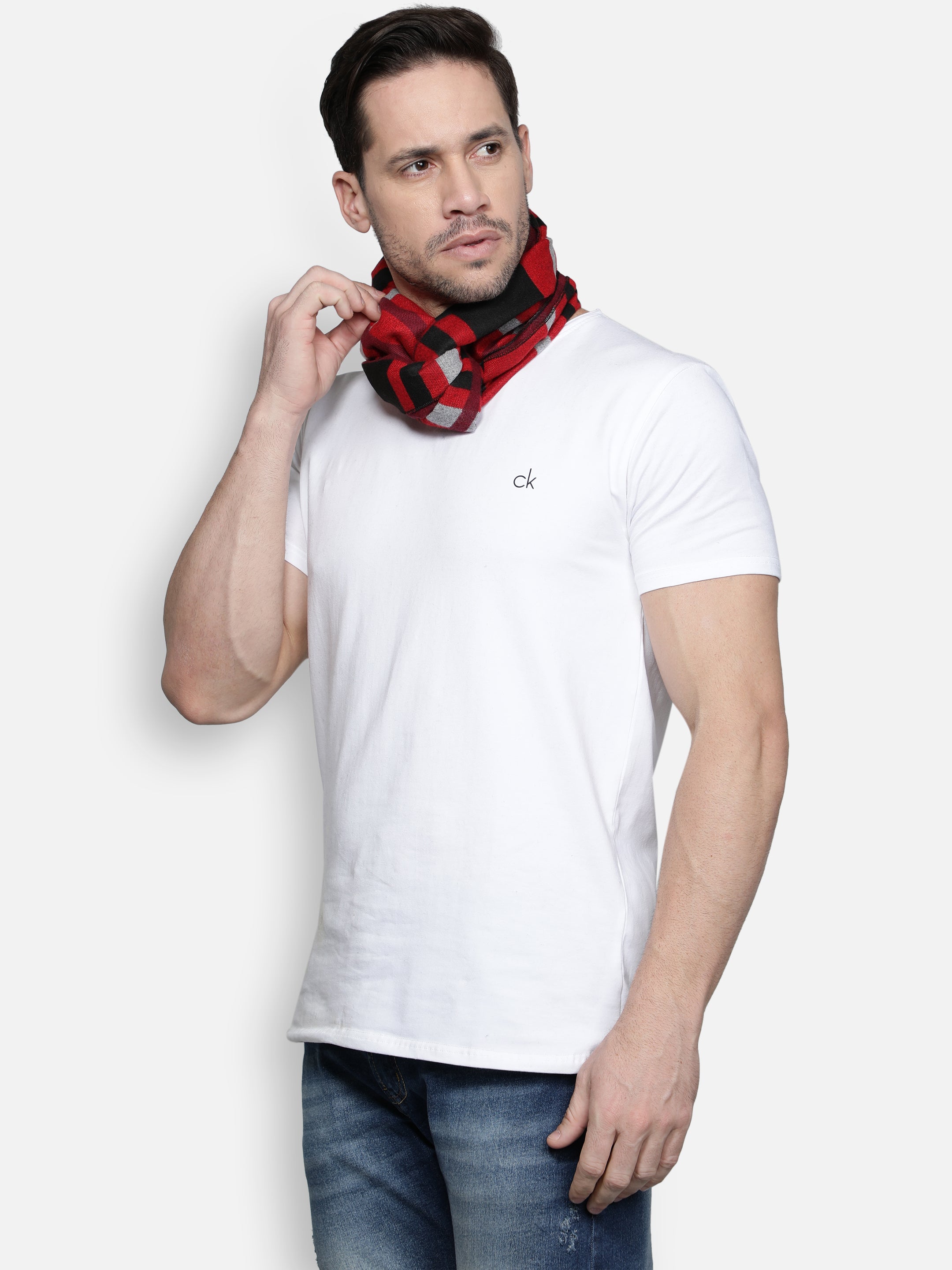 Alvaro Castagnino Men's Red::Black Checked Muffler