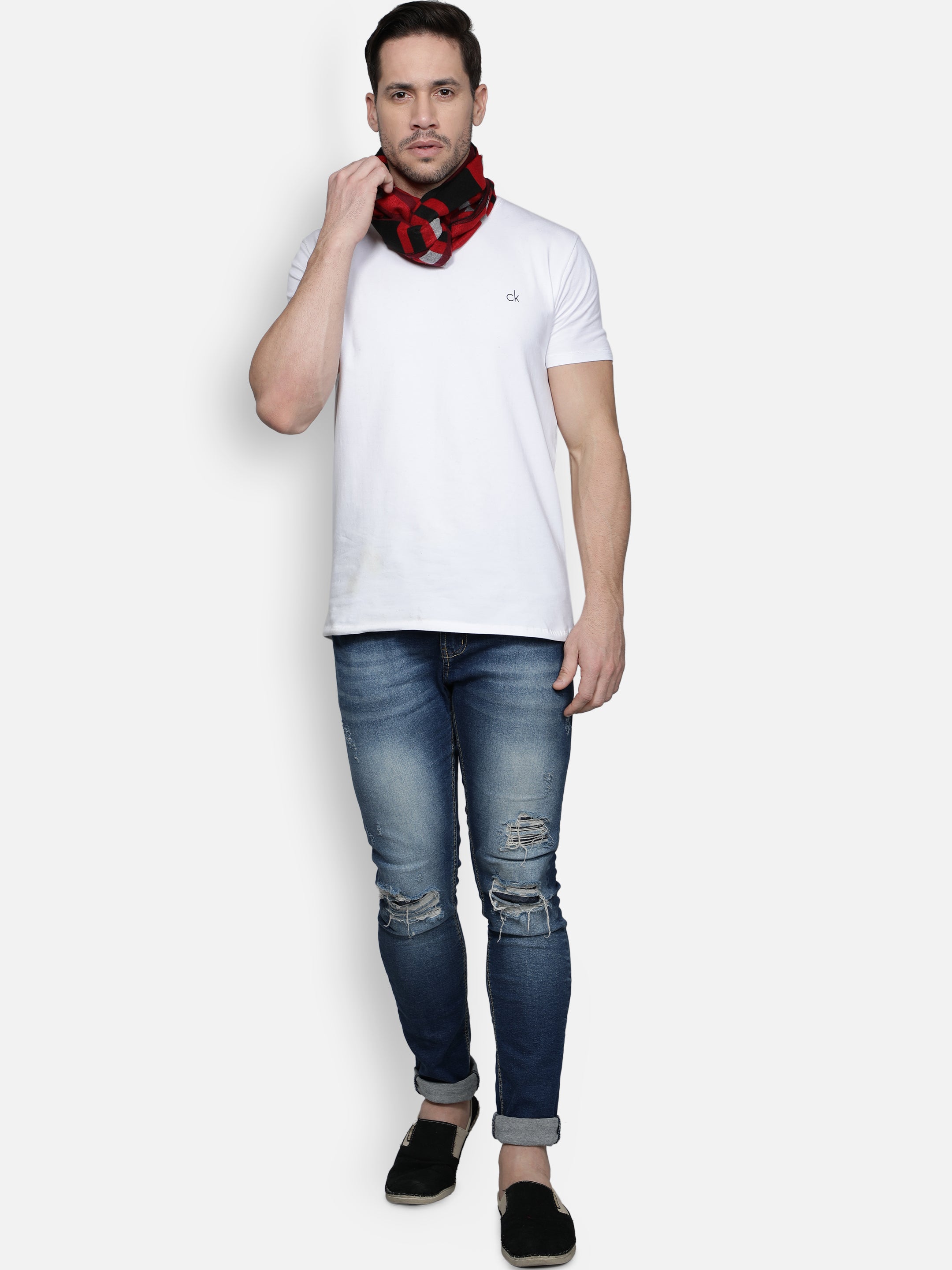 Alvaro Castagnino Men's Red::Black Checked Muffler