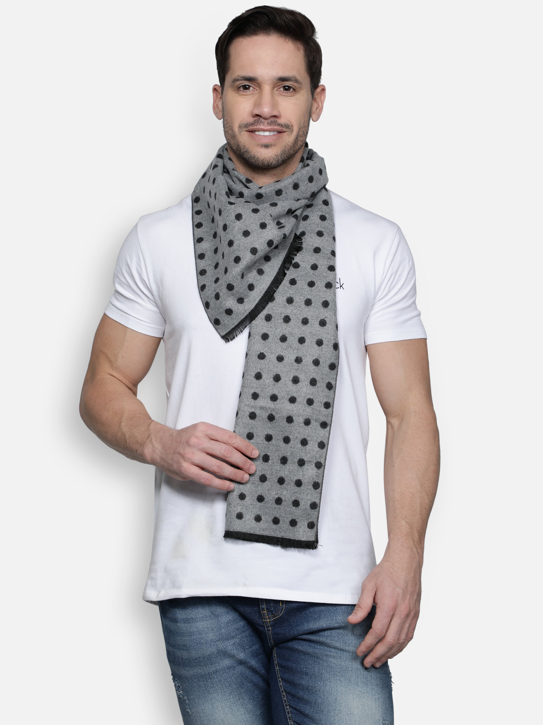 Alvaro Castagnino Men's Grey::Black Colored Check Viscose Muffler