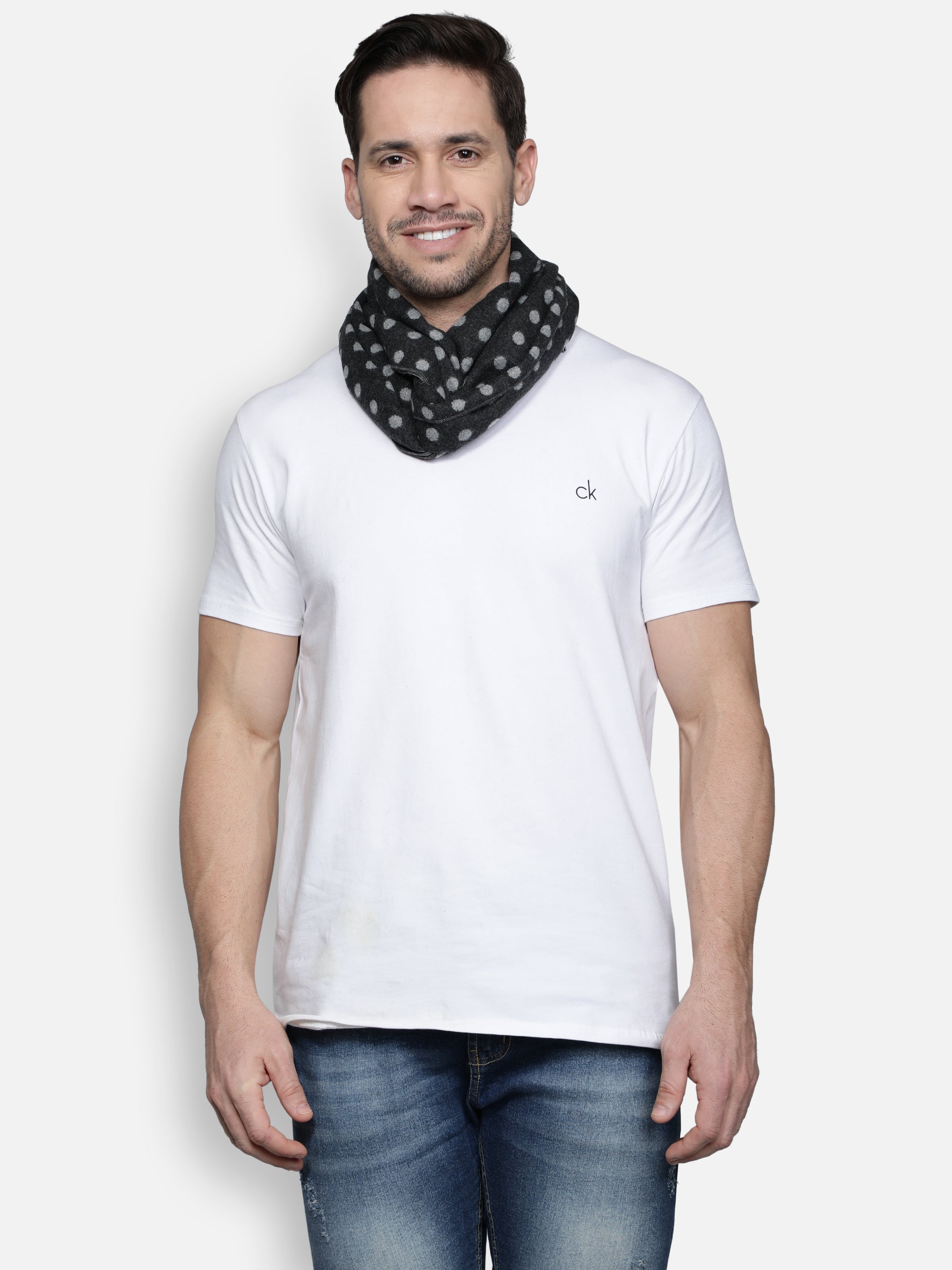 Alvaro Castagnino Men's Grey::Black Colored Check Viscose Muffler